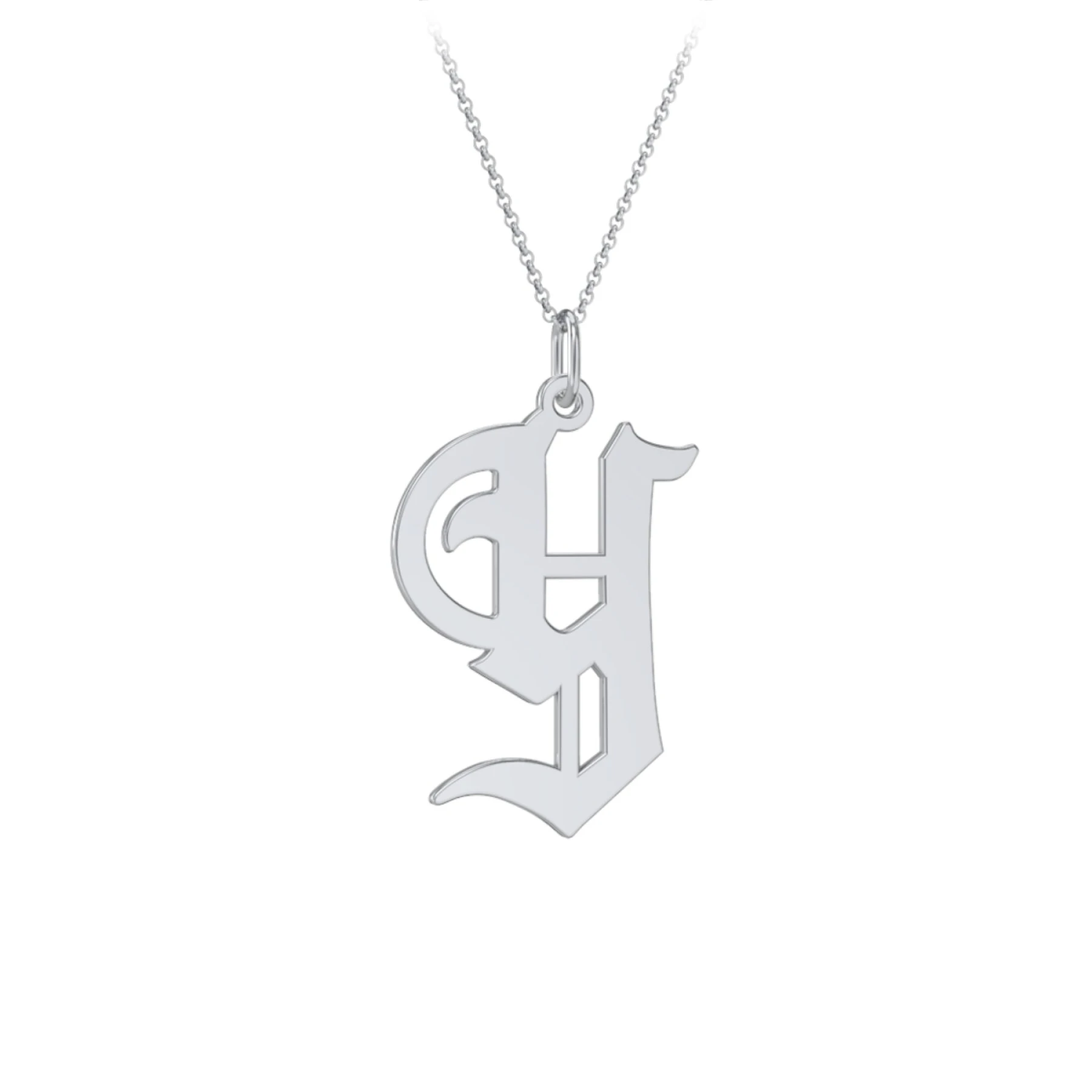 Gothic Initial Pendant Necklace - Y - view 1