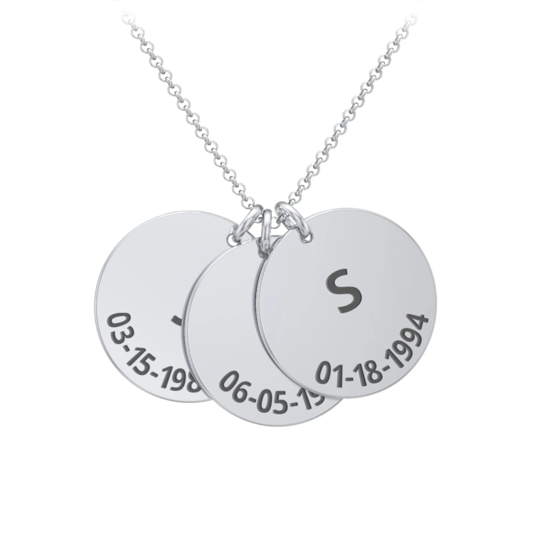 Initial and Date Engravable Disc Necklace - 3 - view 1