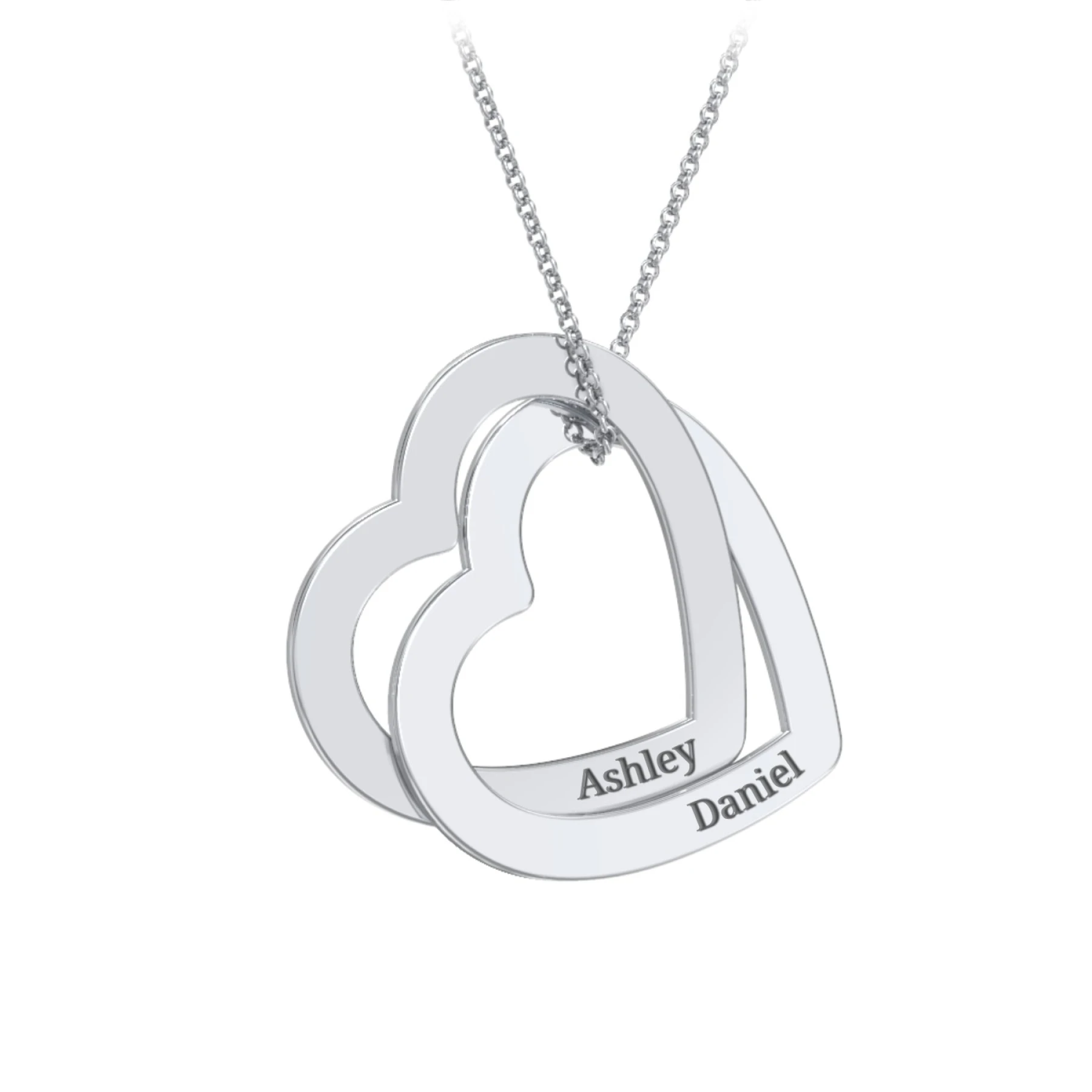 Engravable Interlocking Double Heart Pendant