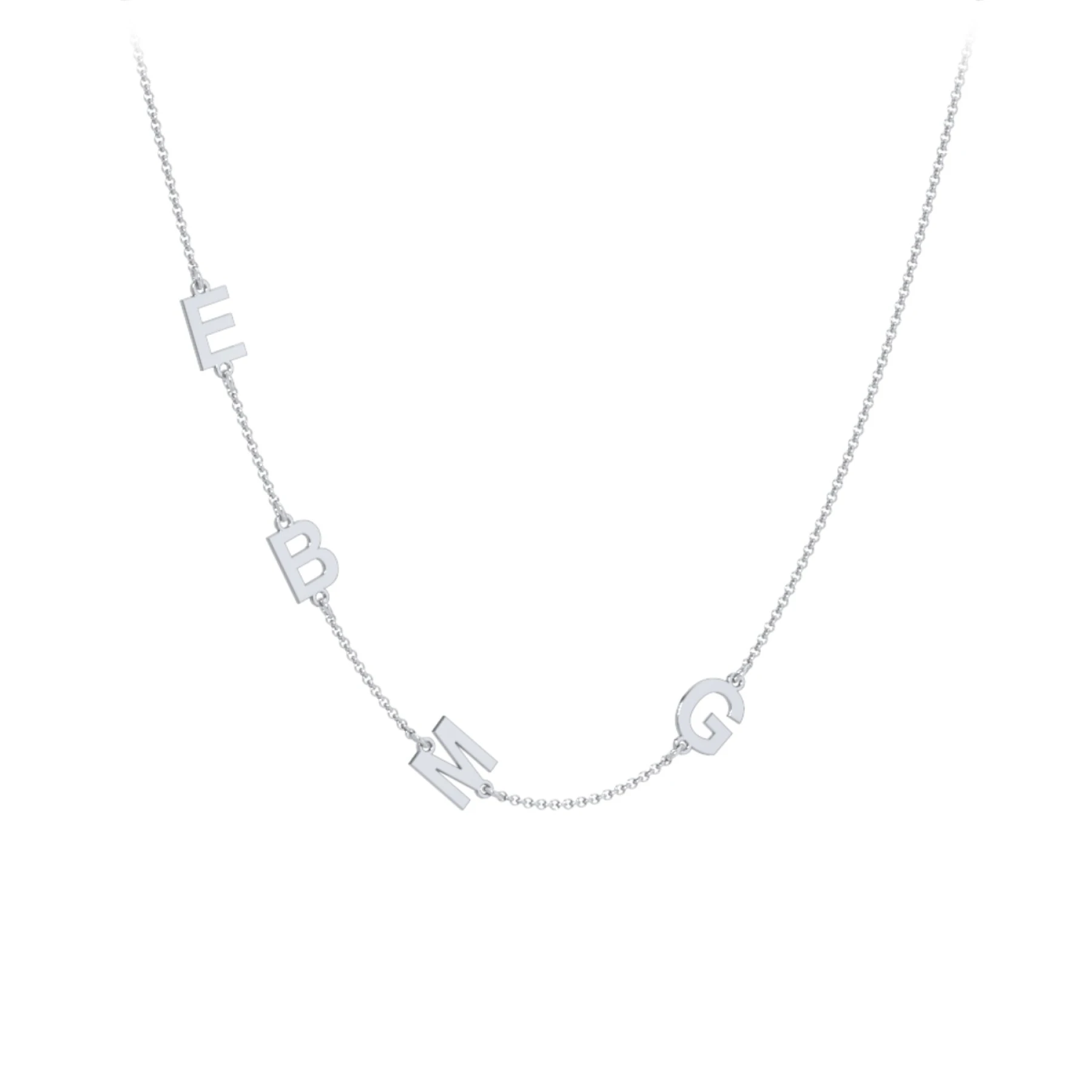 Personalized Initial Station Necklace with 4 Letters - view 1