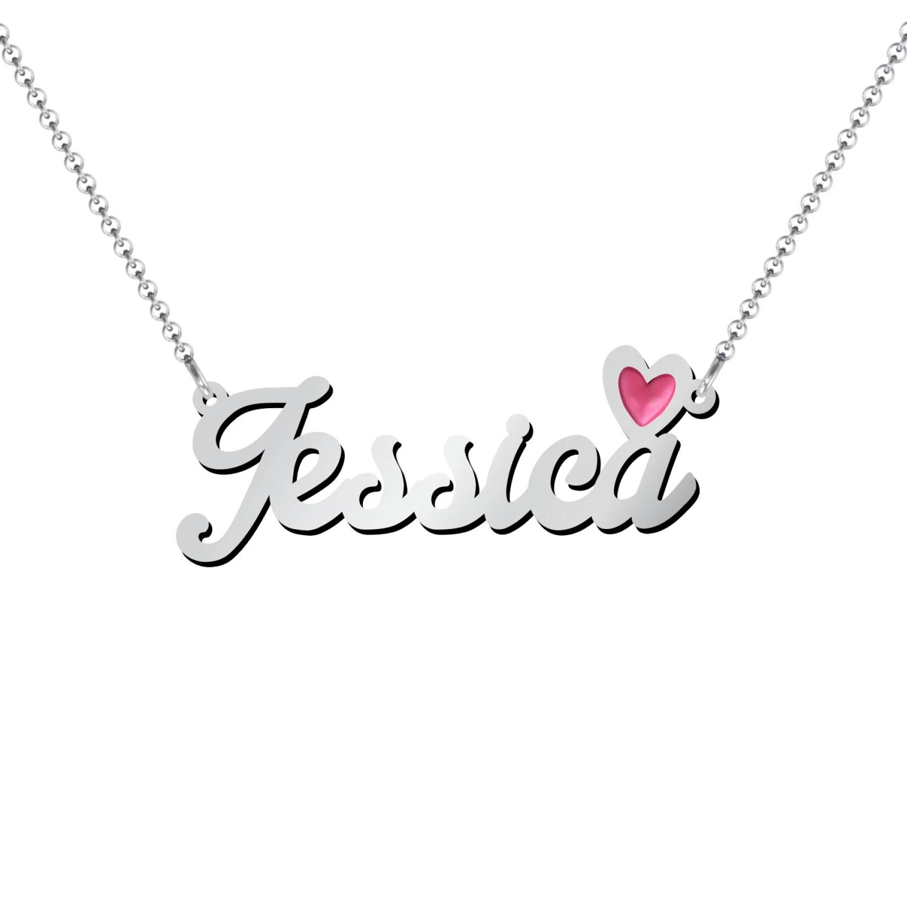 Personalized Name Necklace with Cold Enamel Heart - view 1