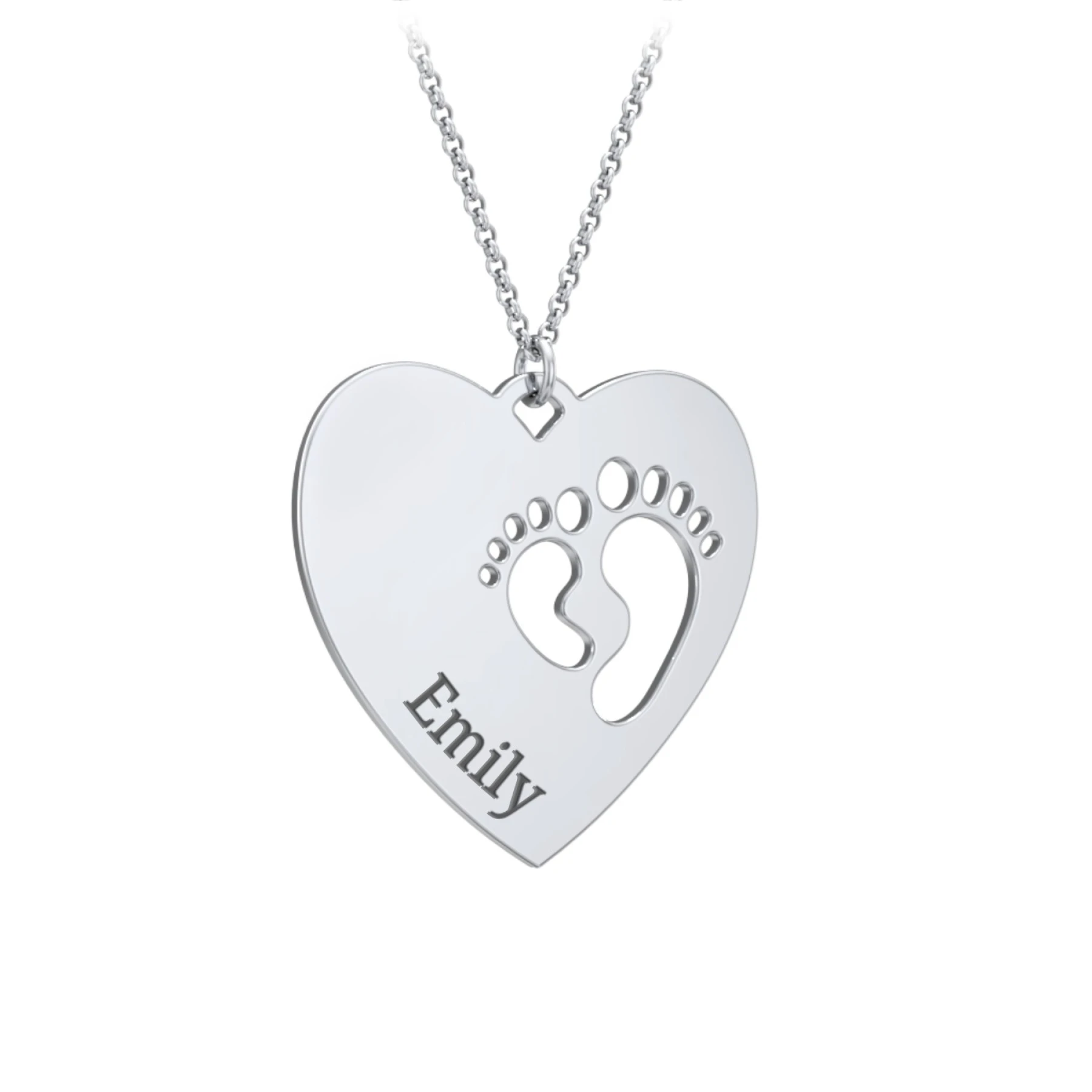 Engravable Heart with Baby Feet Cutouts Pendant - view 1