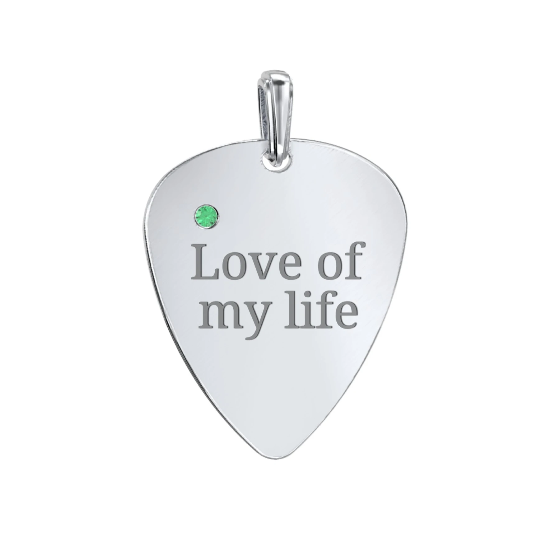 Engravable Guitar Pick Pendant with Gemstone - view 1