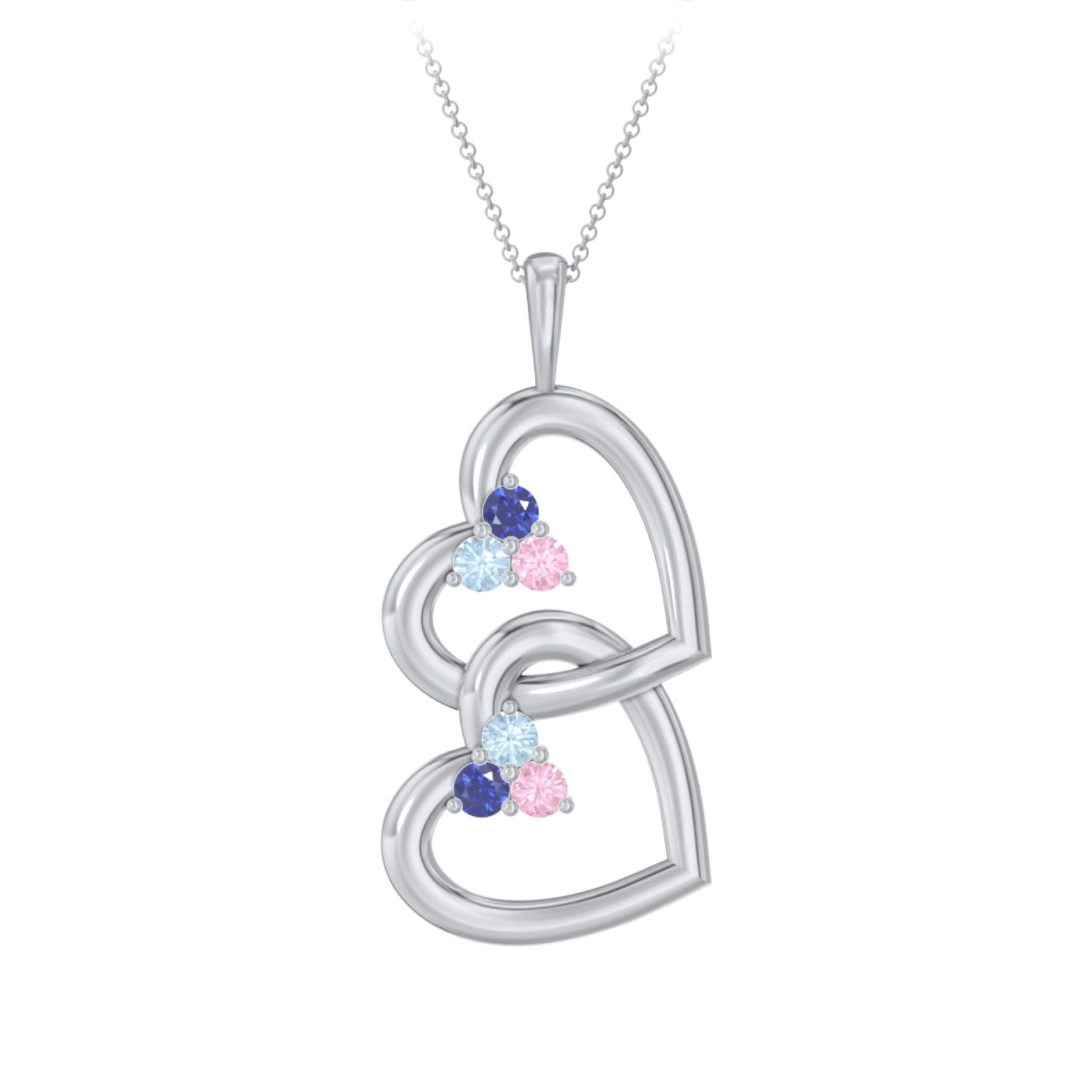 Unity Interlocking Hearts Birthstone Pendant - view 1