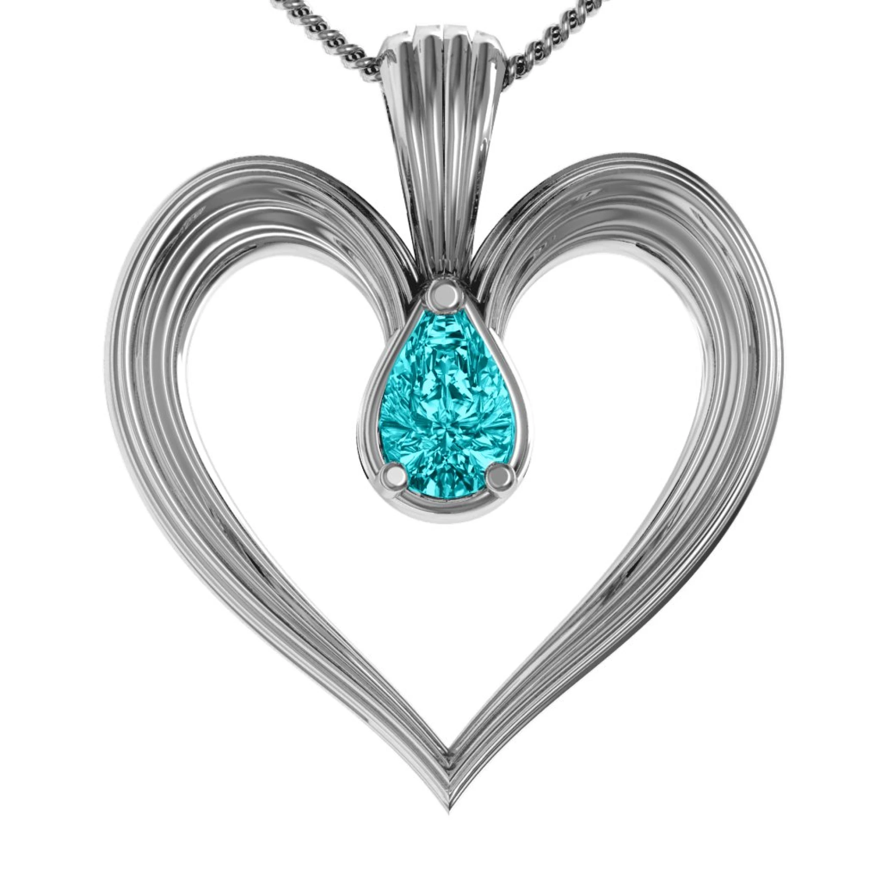 Fountain Heart Pendant with Pear Gemstone