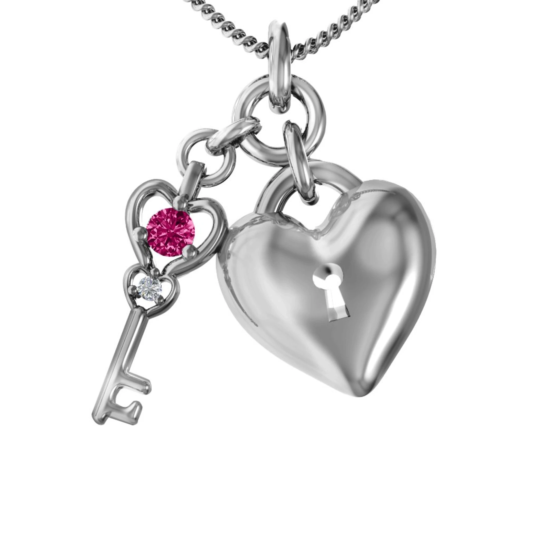 Treasured Heart with Key Pendant - view 1