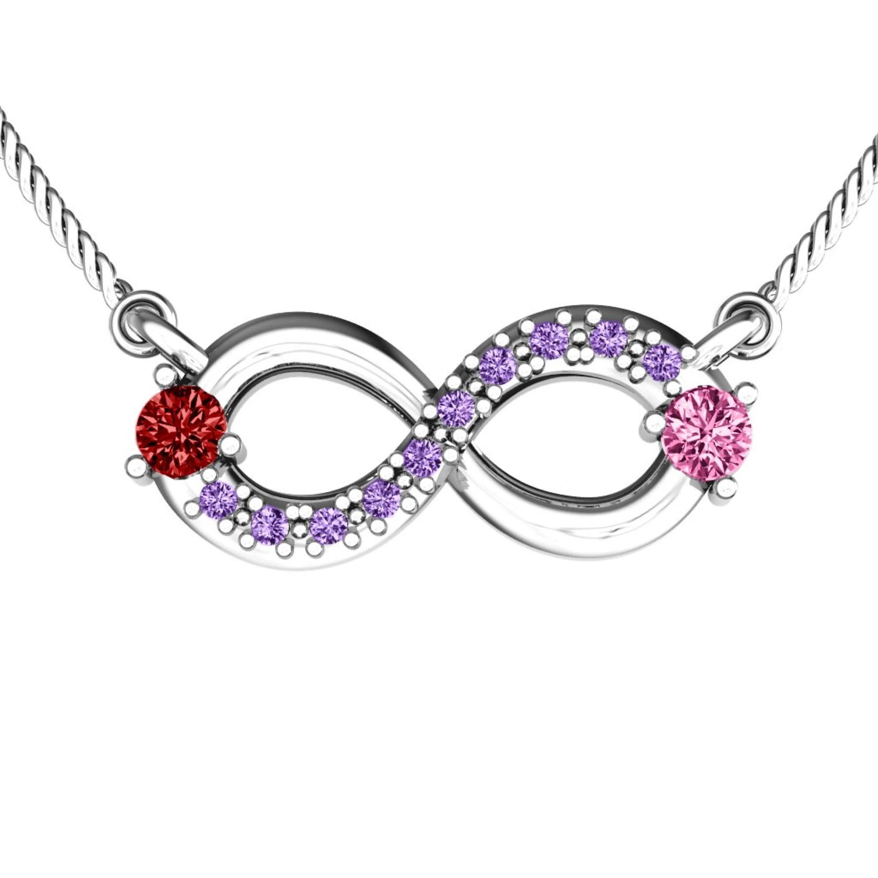 Double Stone Horizontal Infinity Pendant with Accents
