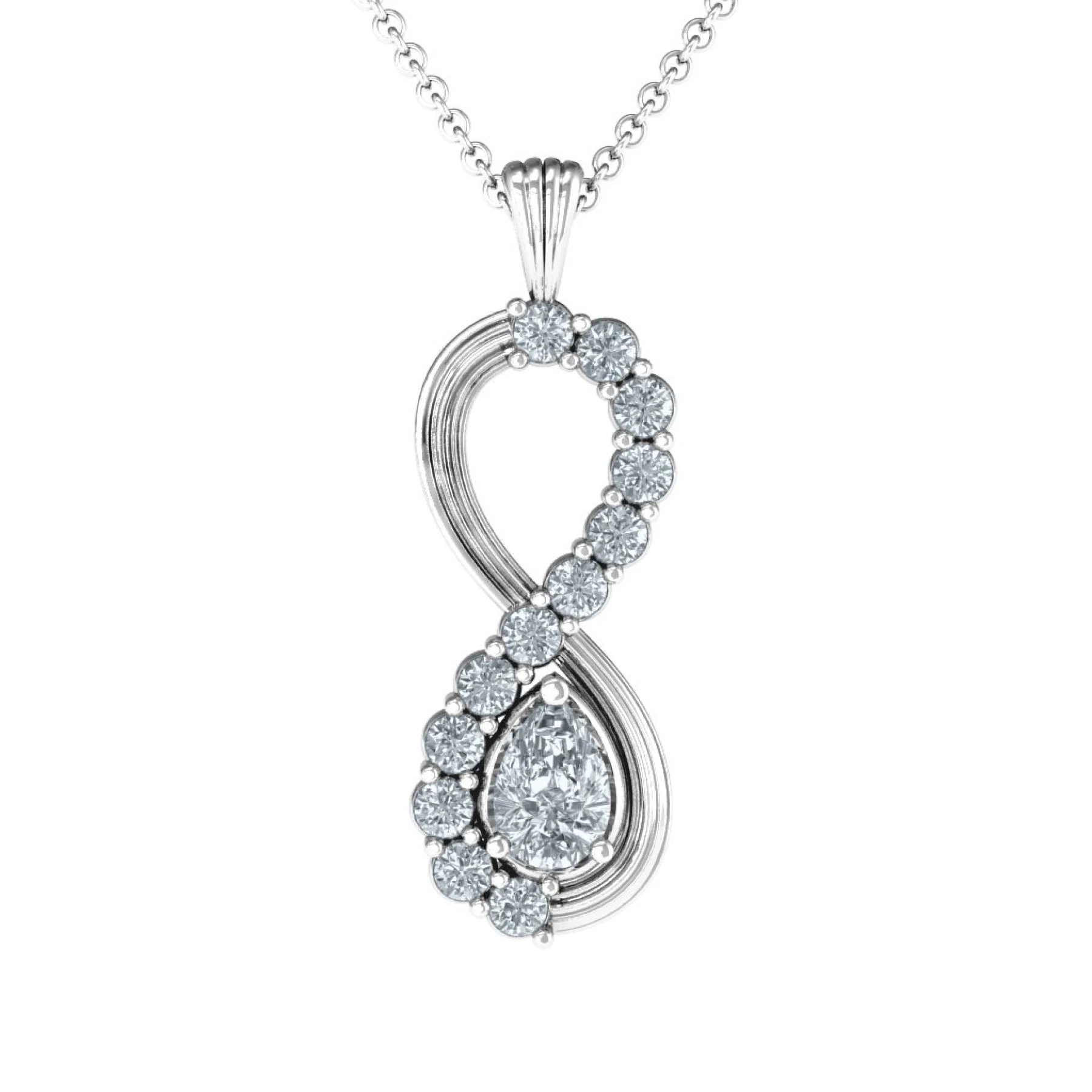 Vertical Infinity Pendant with Pear Gemstone and Accents - view 1