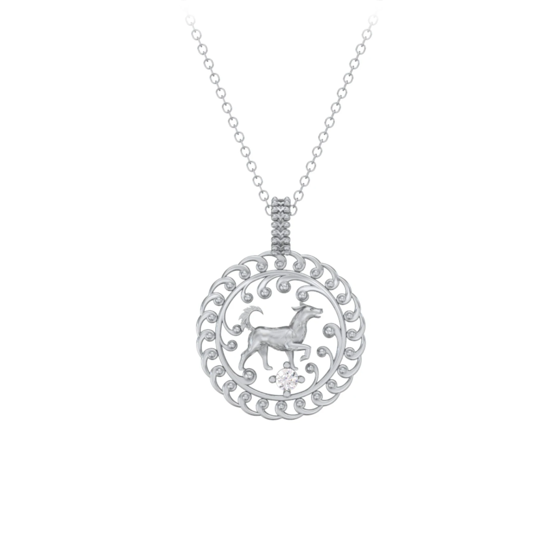 Year of the Dog Chinese Zodiac Medallion Necklace