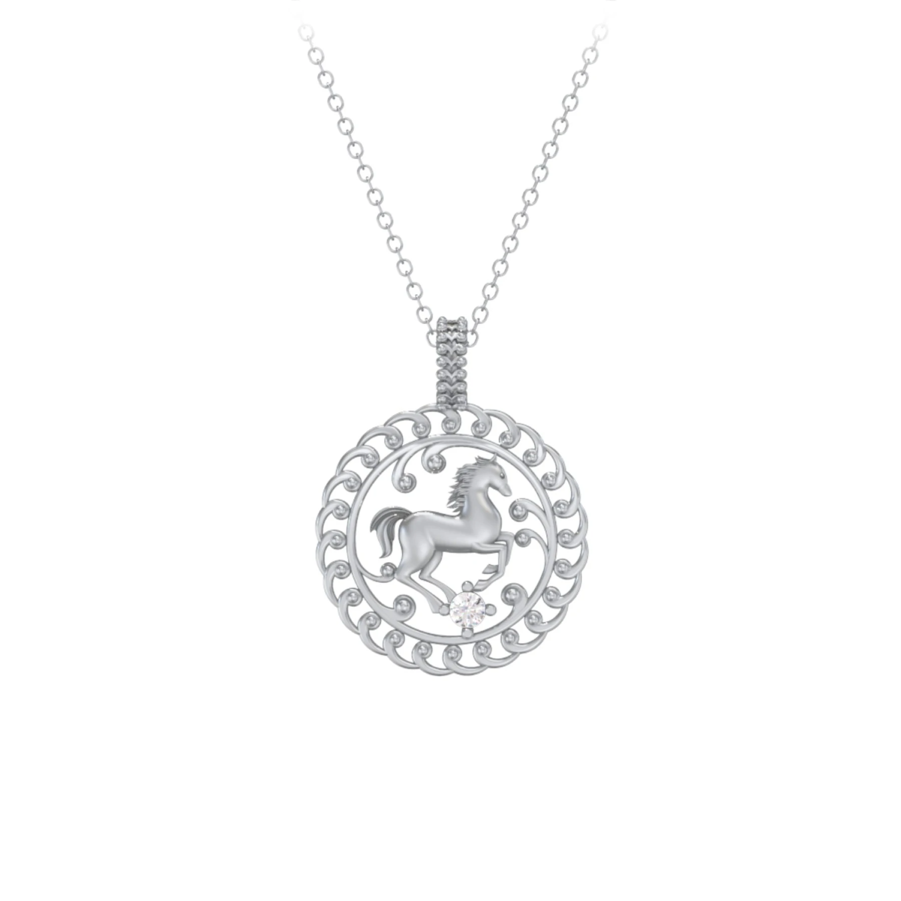 Year of the Horse Chinese Zodiac Medallion Necklace