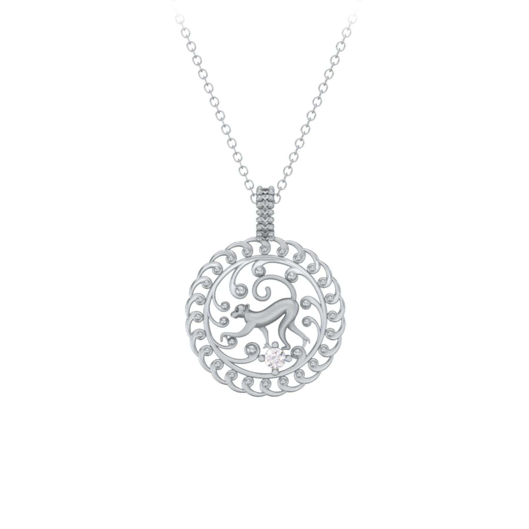 Year of the Monkey Chinese Zodiac Medallion Necklace