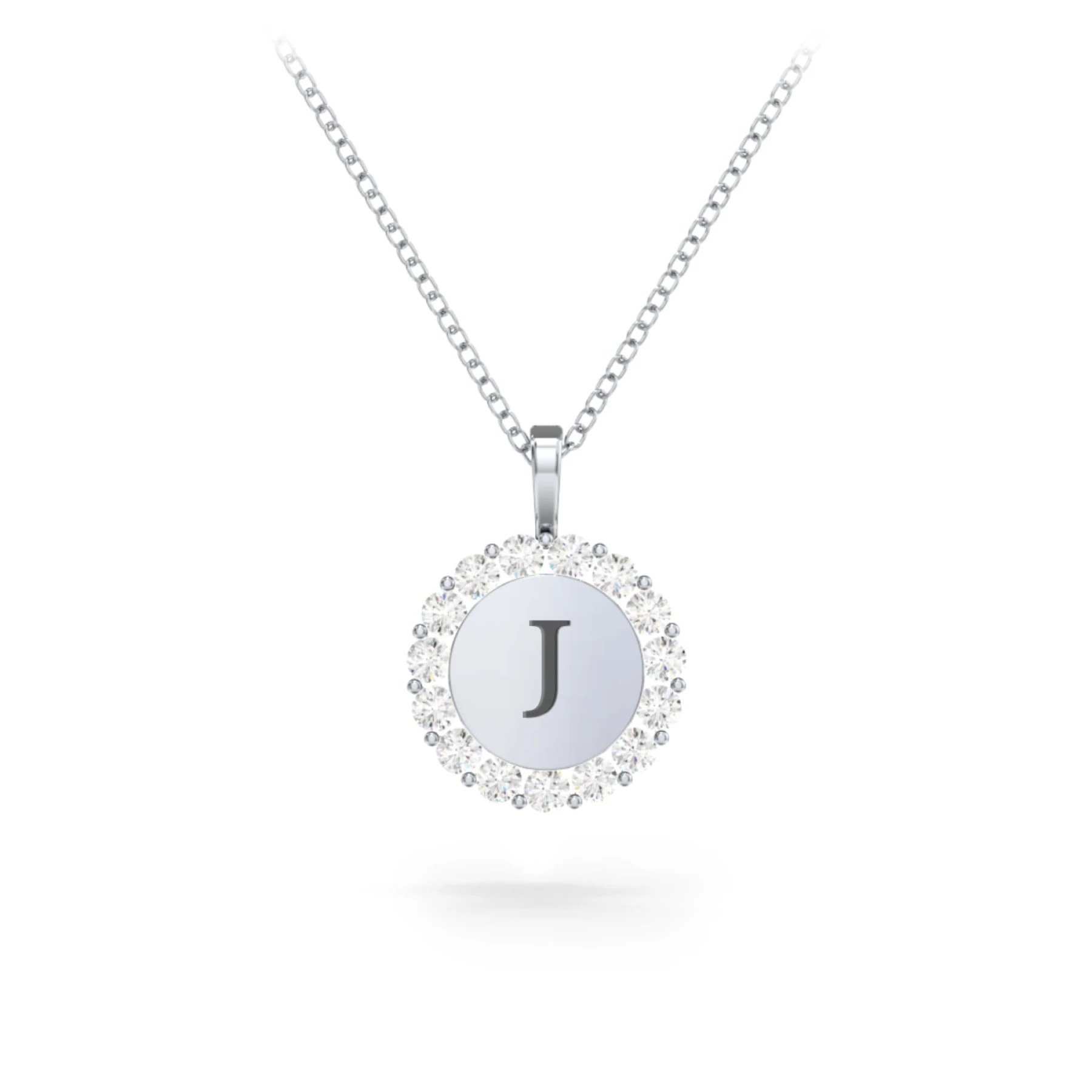 Initial Halo Disc Necklace with Gemstones