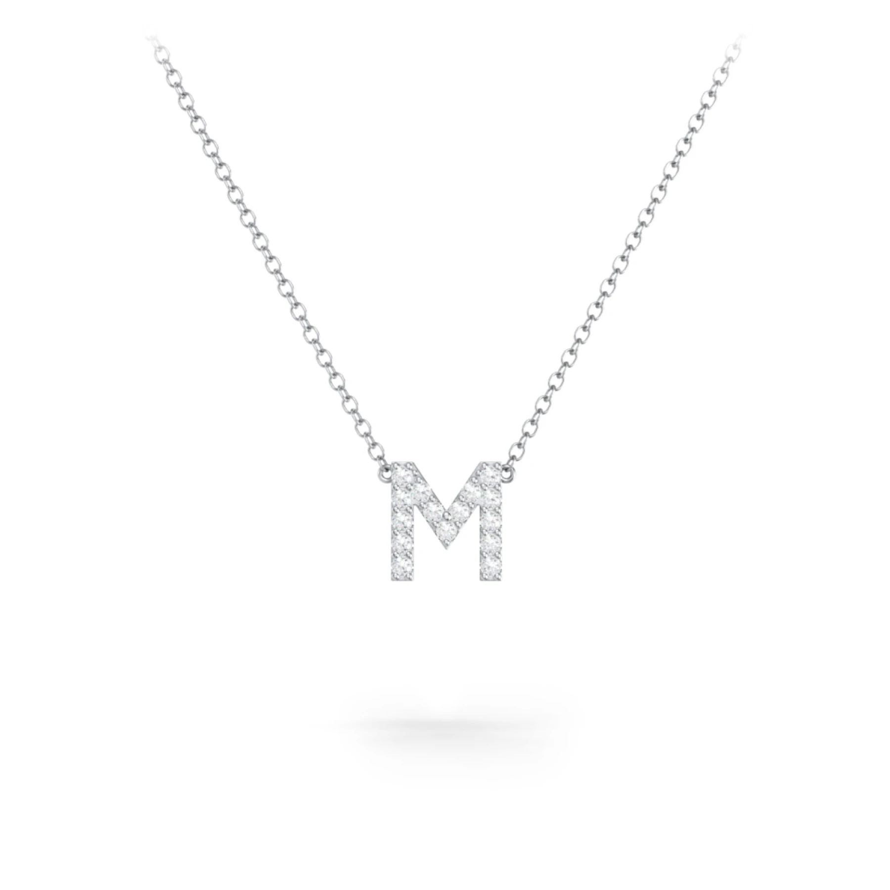Pavé M Initial Necklace