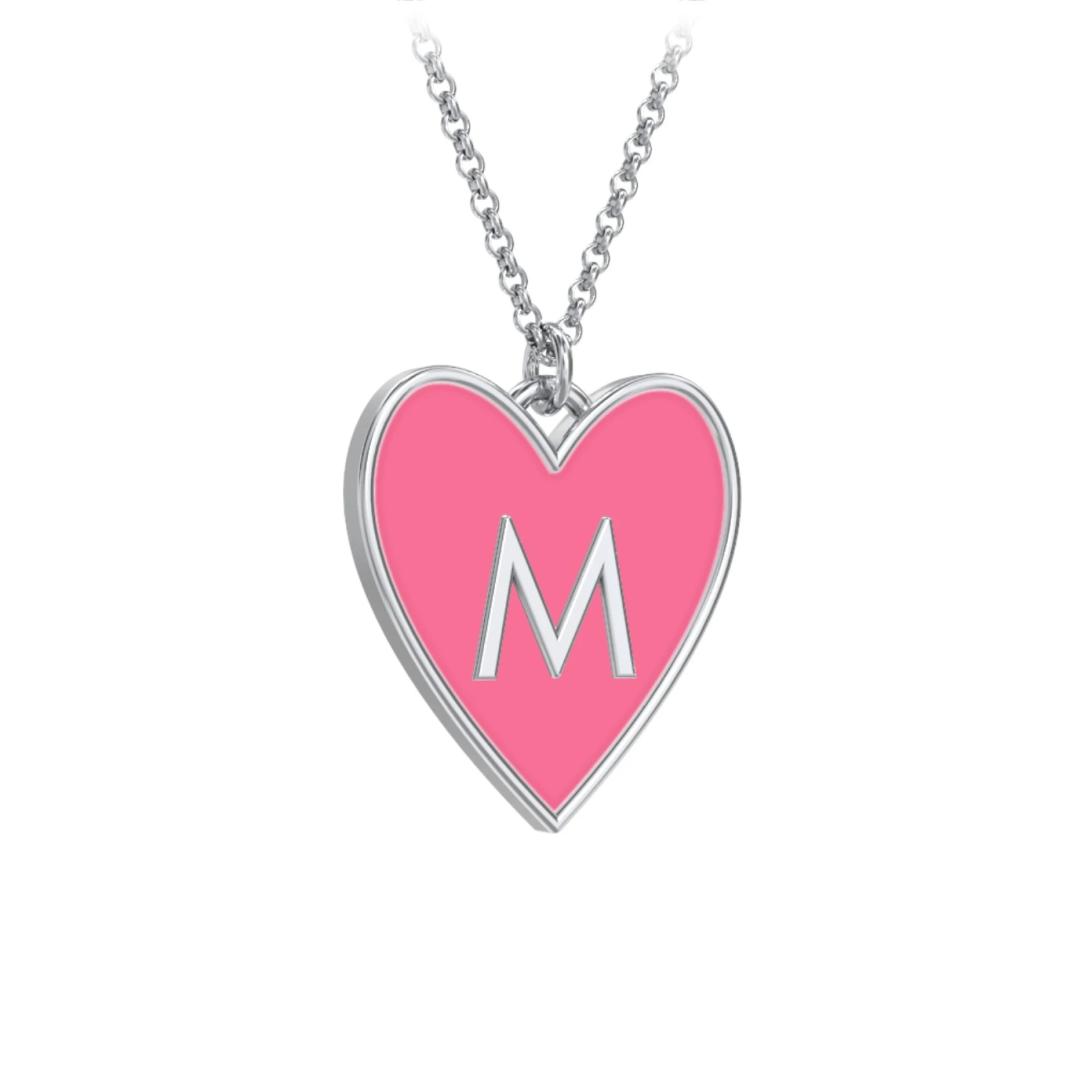 Engravable Initial Cold Enamel Heart Necklace - view 1