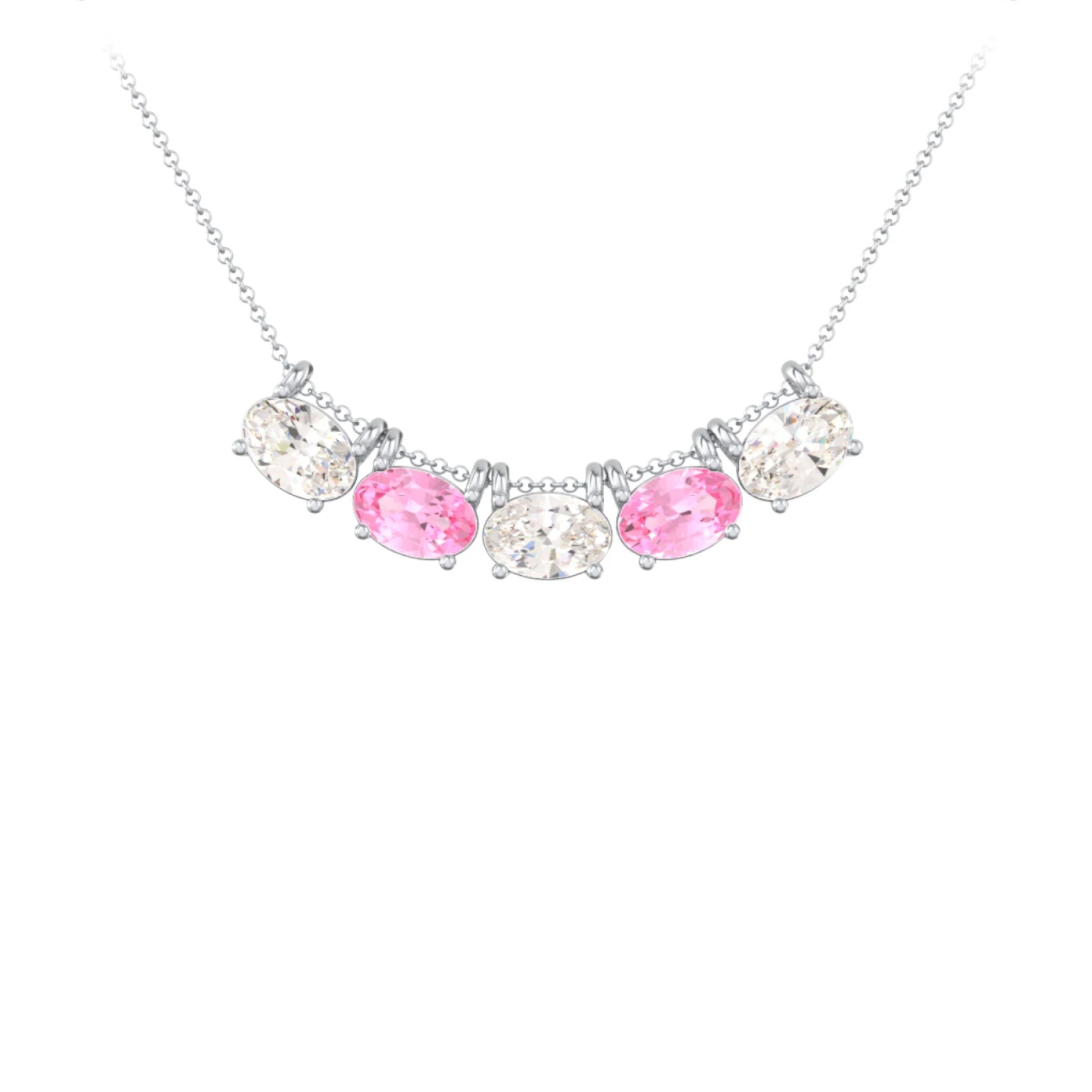 East-West Oval Necklace with 5 Gemstones