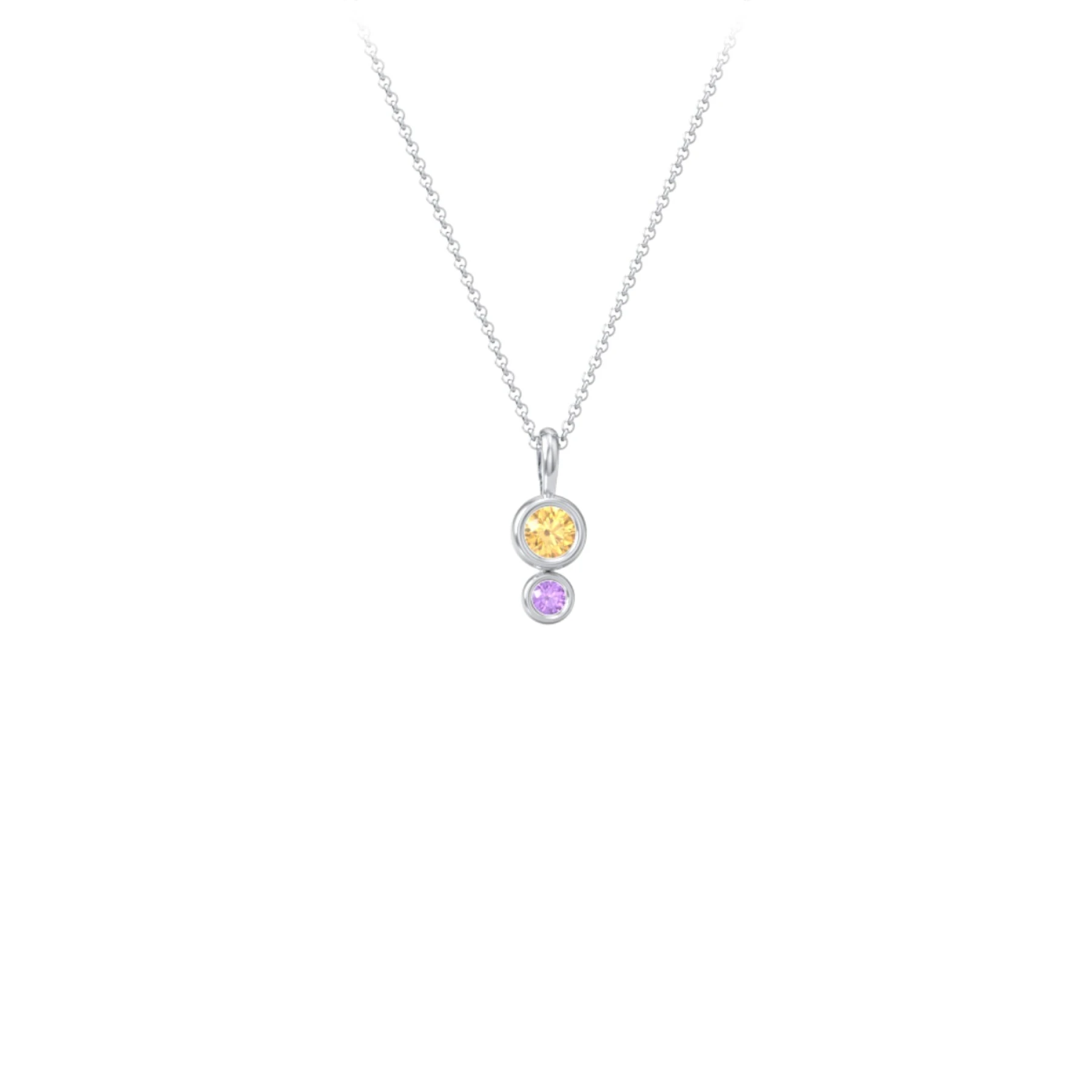 Generations 2-Stone Bezel Set Mother's Necklace