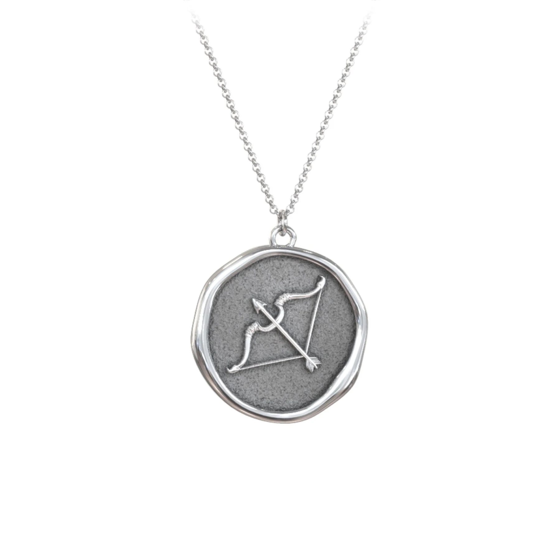 Engravable Sagittarius Zodiac Medallion Necklace