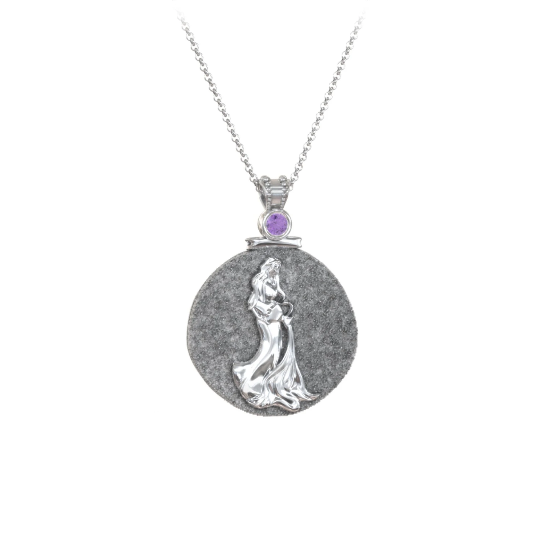 Engravable Aquarius Zodiac Medallion With Accent