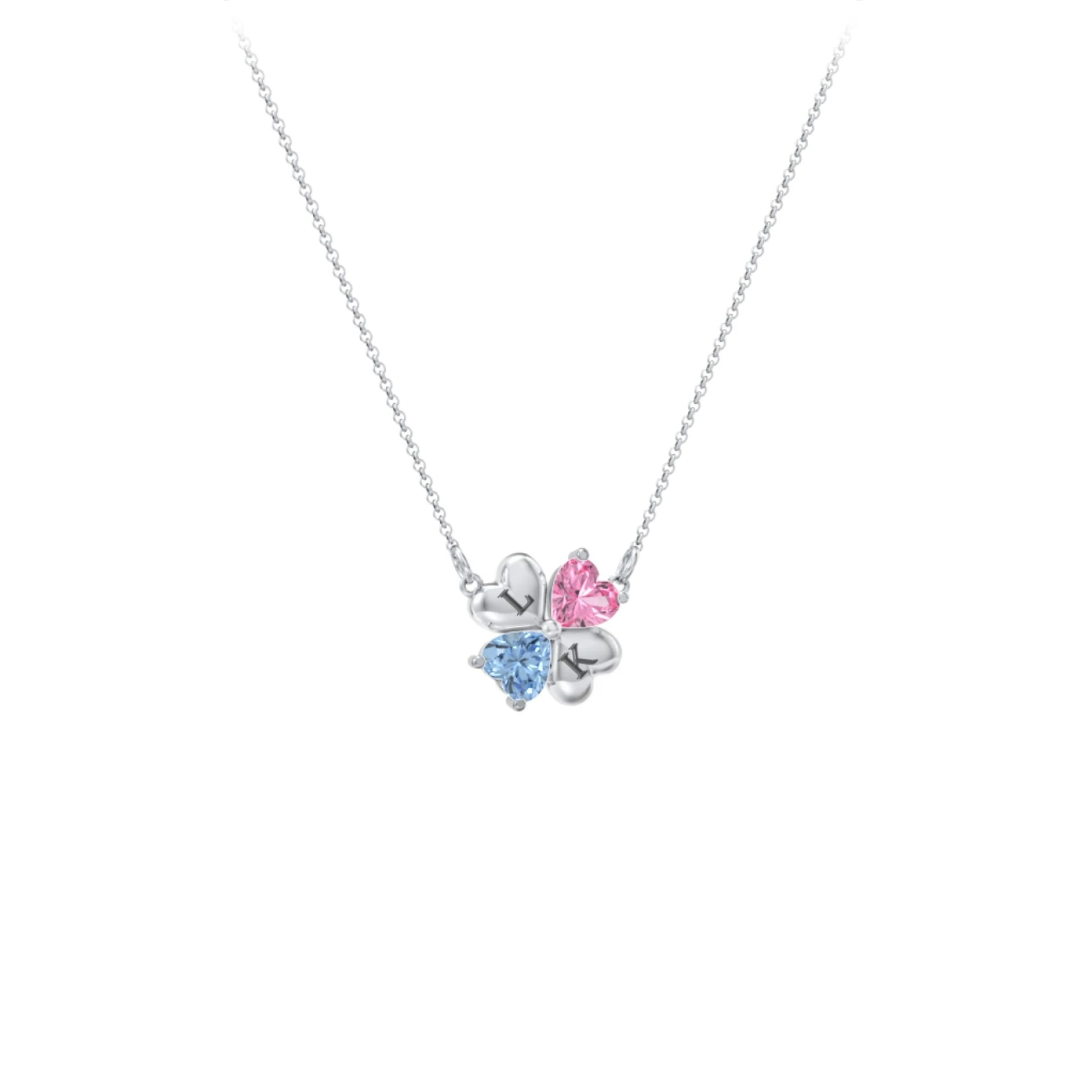 Lucky Clover Hearts And Gemstones Necklace - view 1