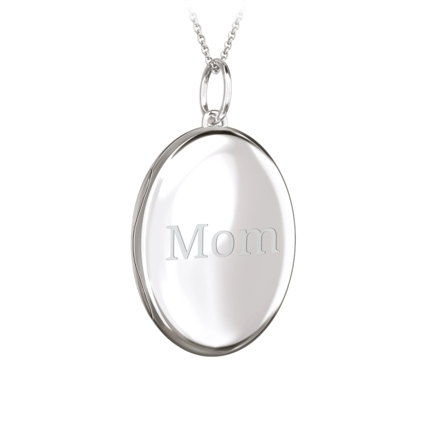 Engravable Oval Photo Locket Necklace