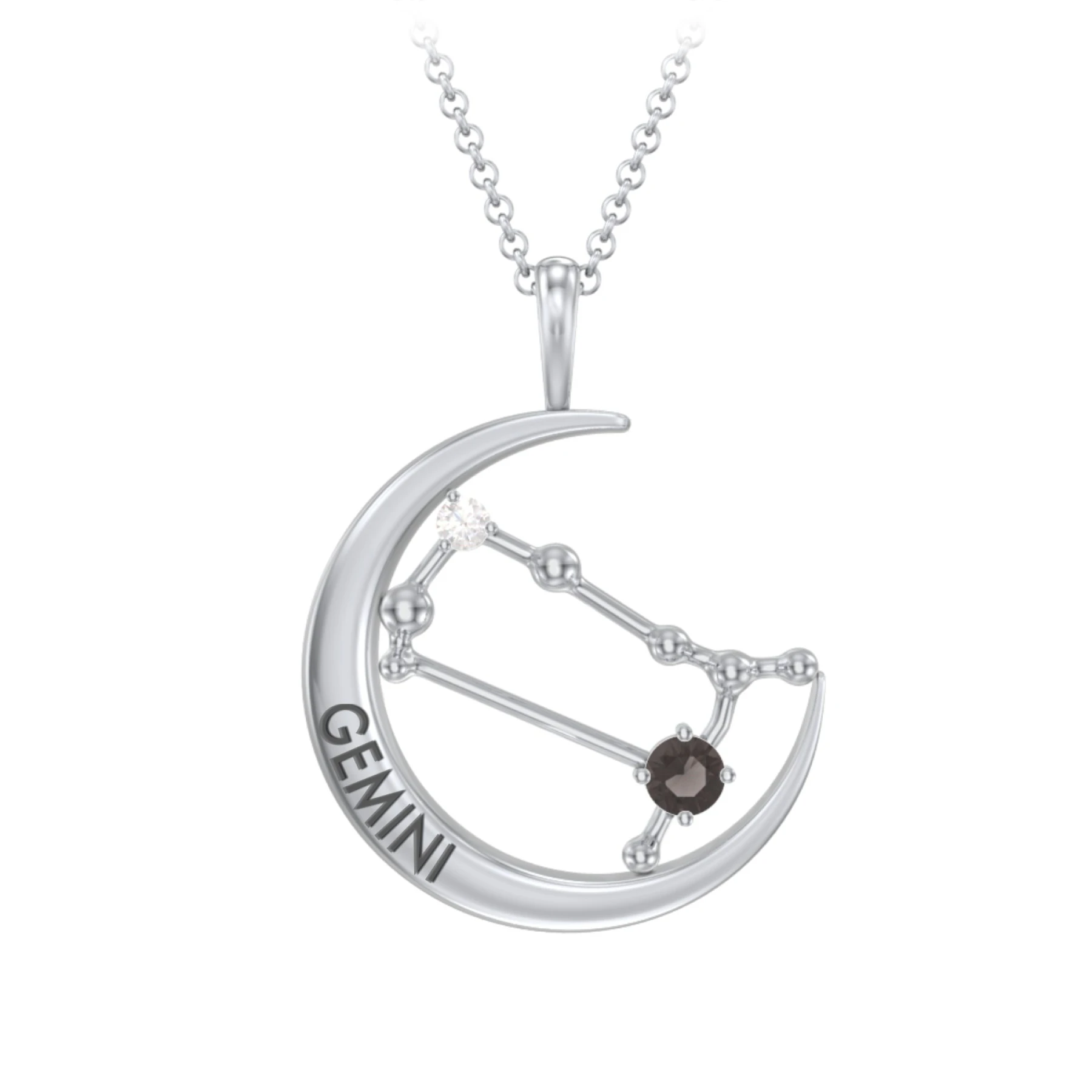 Engravable Gemini Constellation Necklace With Gemstone - view 1