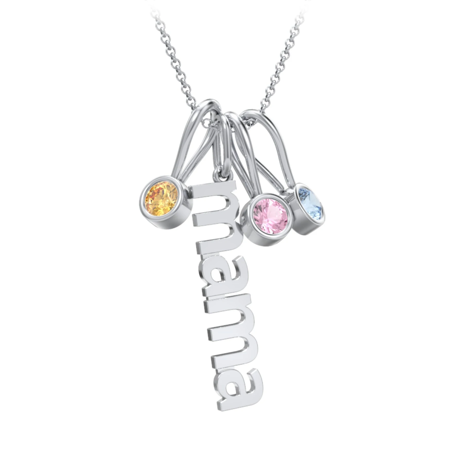 Modern Mama Necklace with 3 Birthstone Charms - view 1