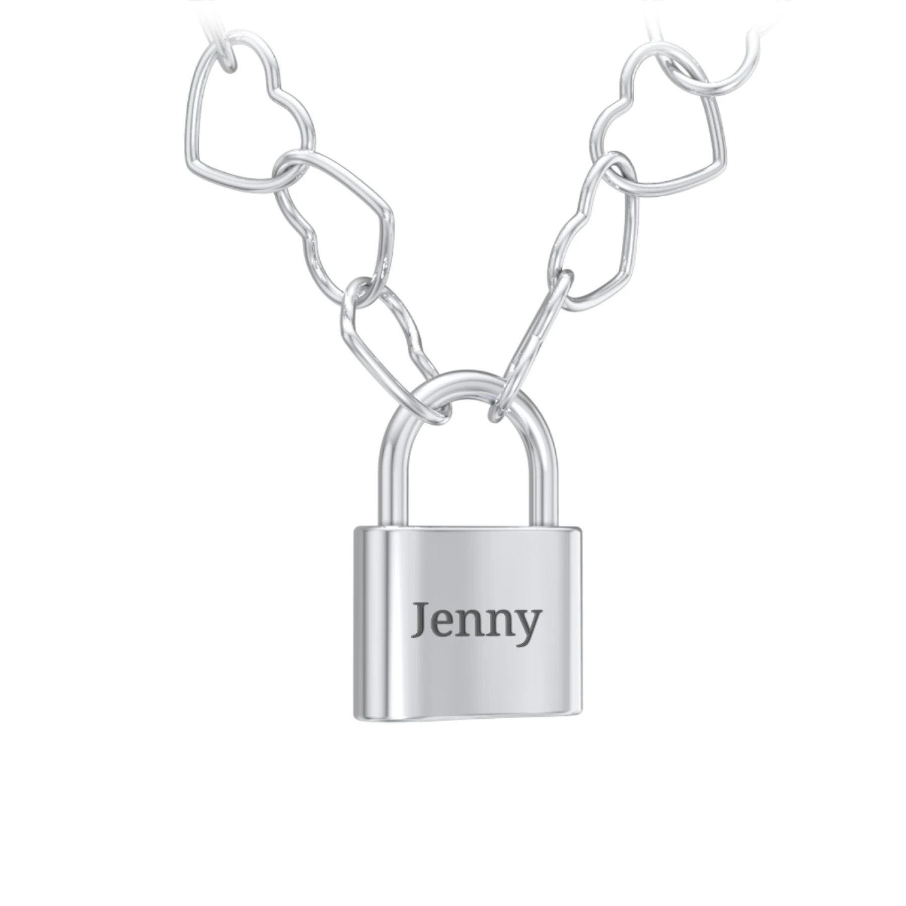 Engravable Lock with Heart Link Chain - view 1