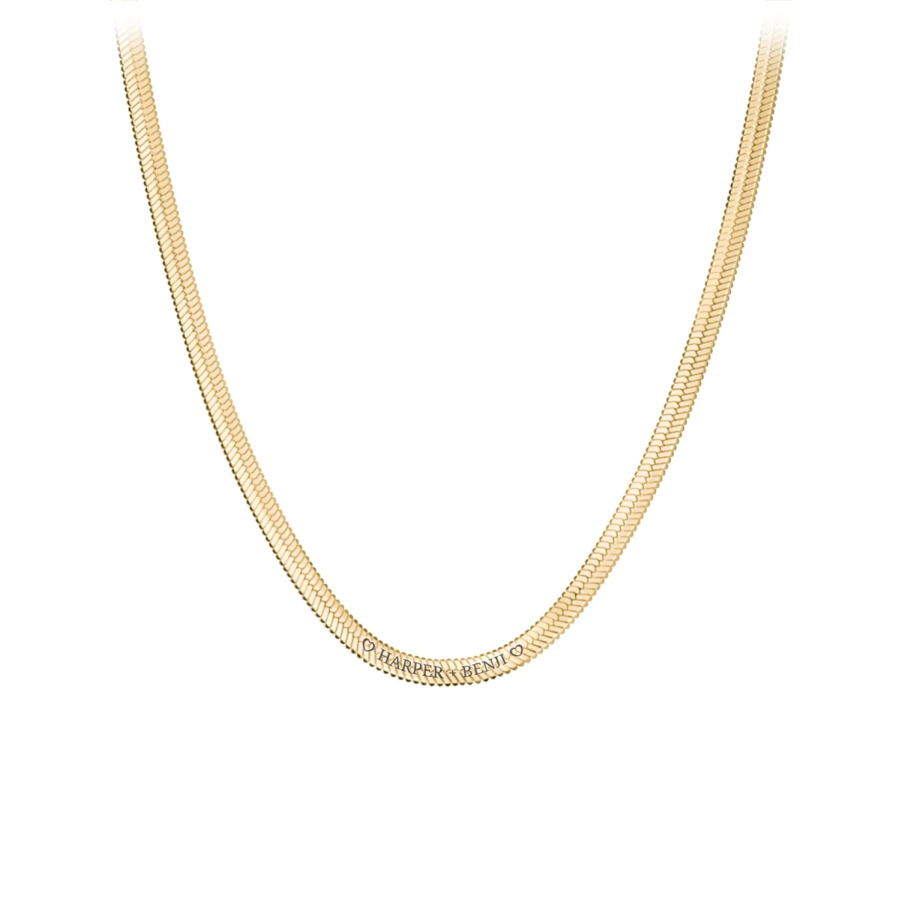 Engravable 16" Herringbone Chain in Yellow Ion-Plated Steel - view 1