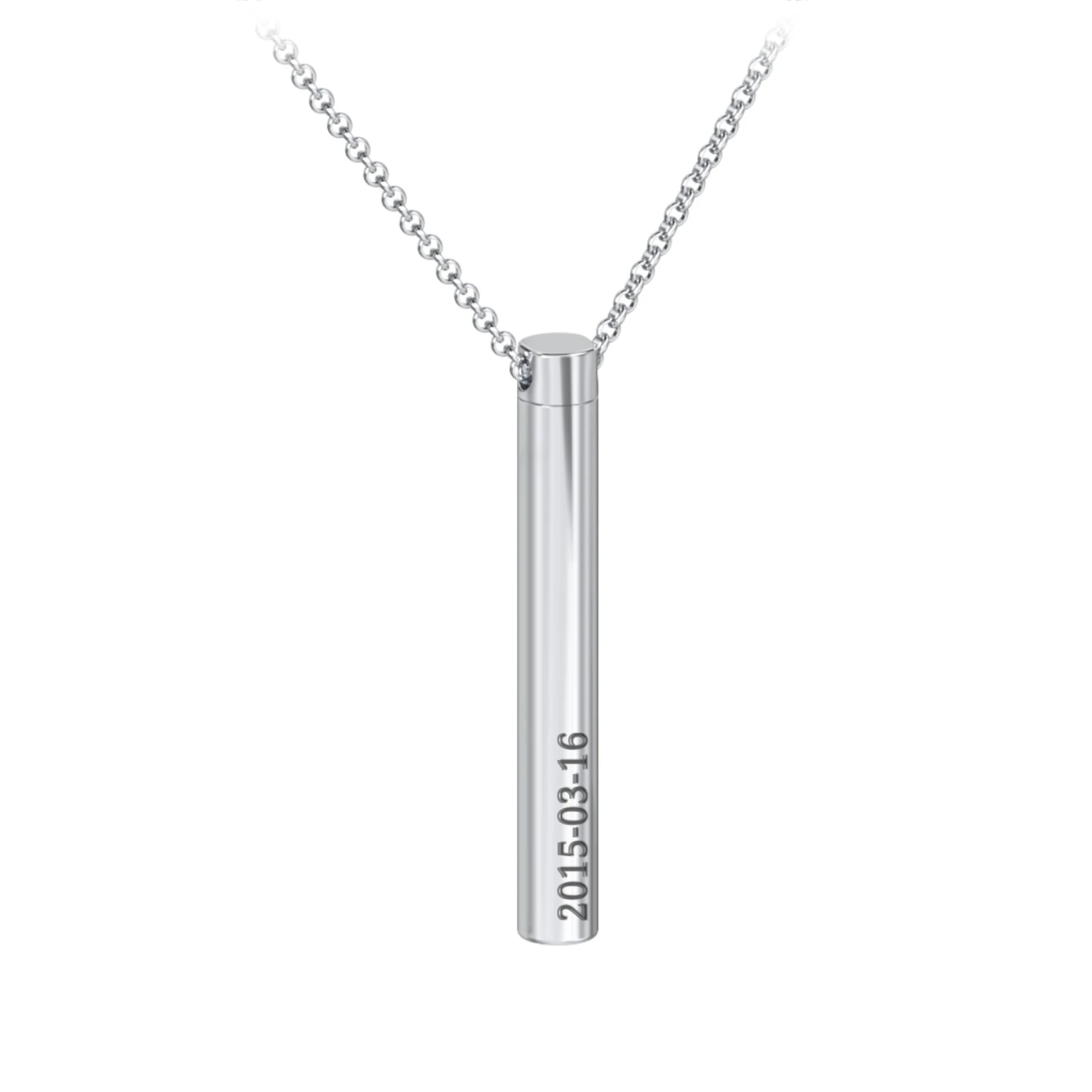 Engravable 3D Cylinder Urn Necklace in Stainless Steel - view 1