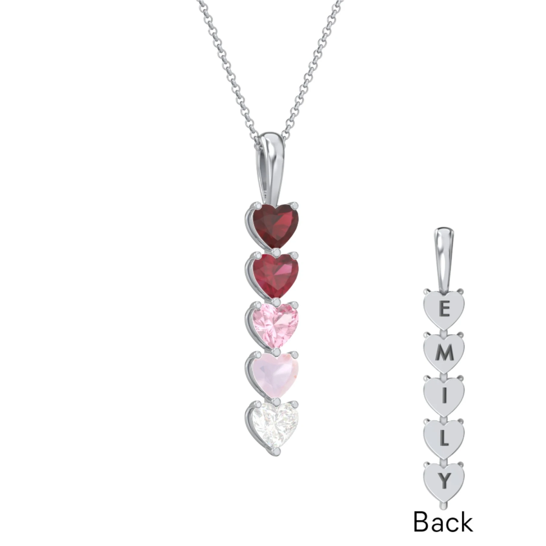 Engravable Generations Stacking Hearts Pendant - 5