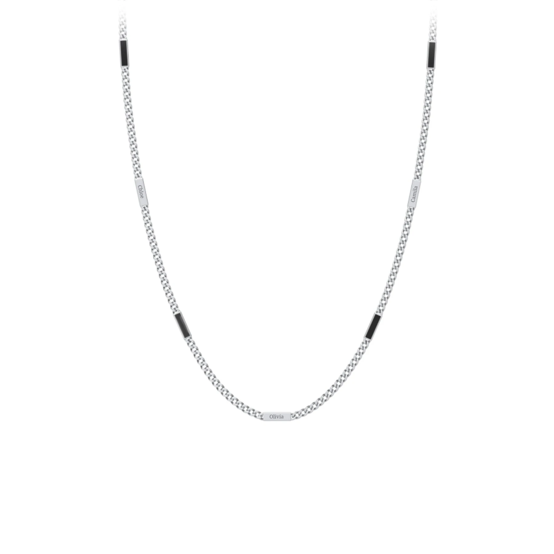 Engravable Bar Open Curb Chain with Enamel Bars