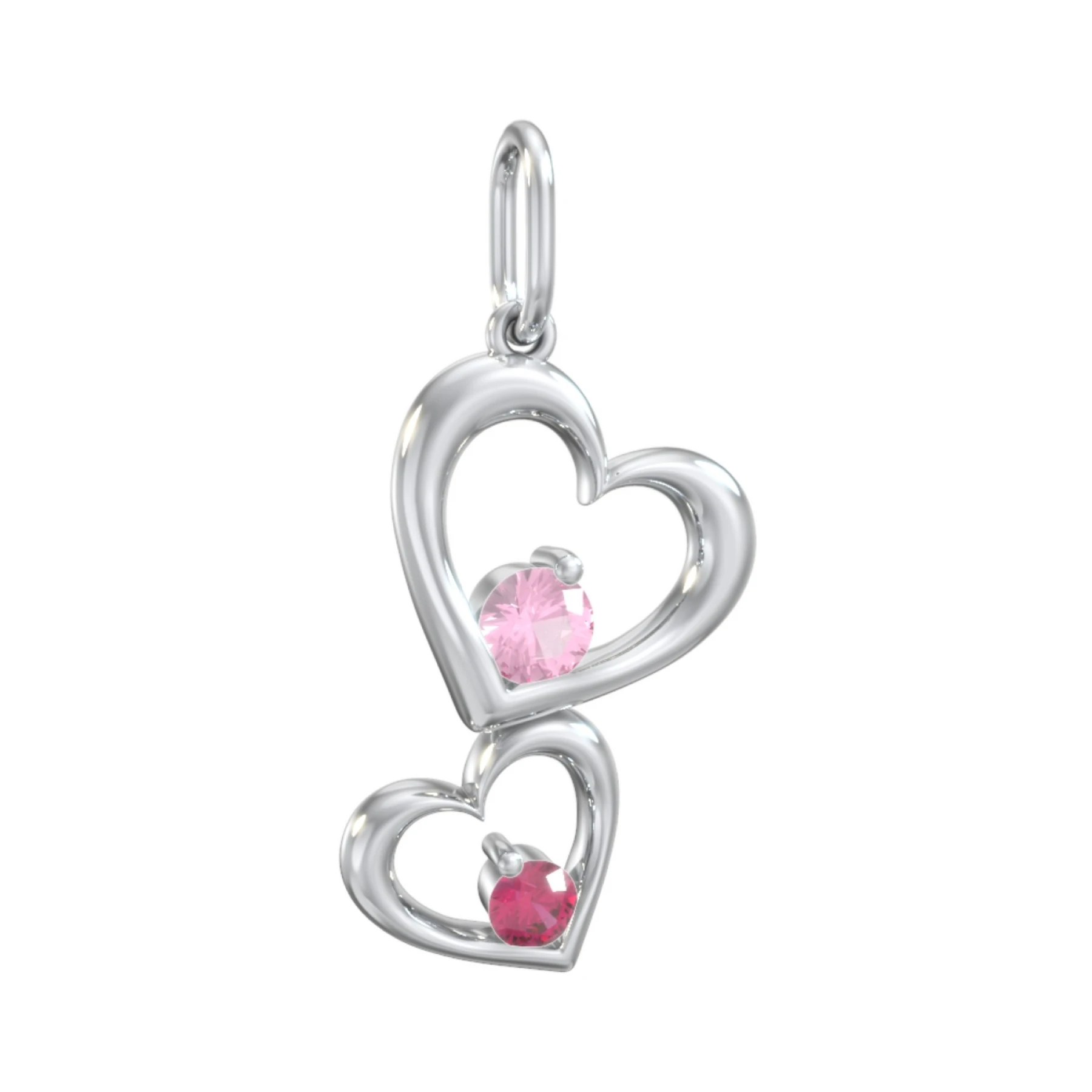 Tilted Hearts Charm with Gemstones - view 1