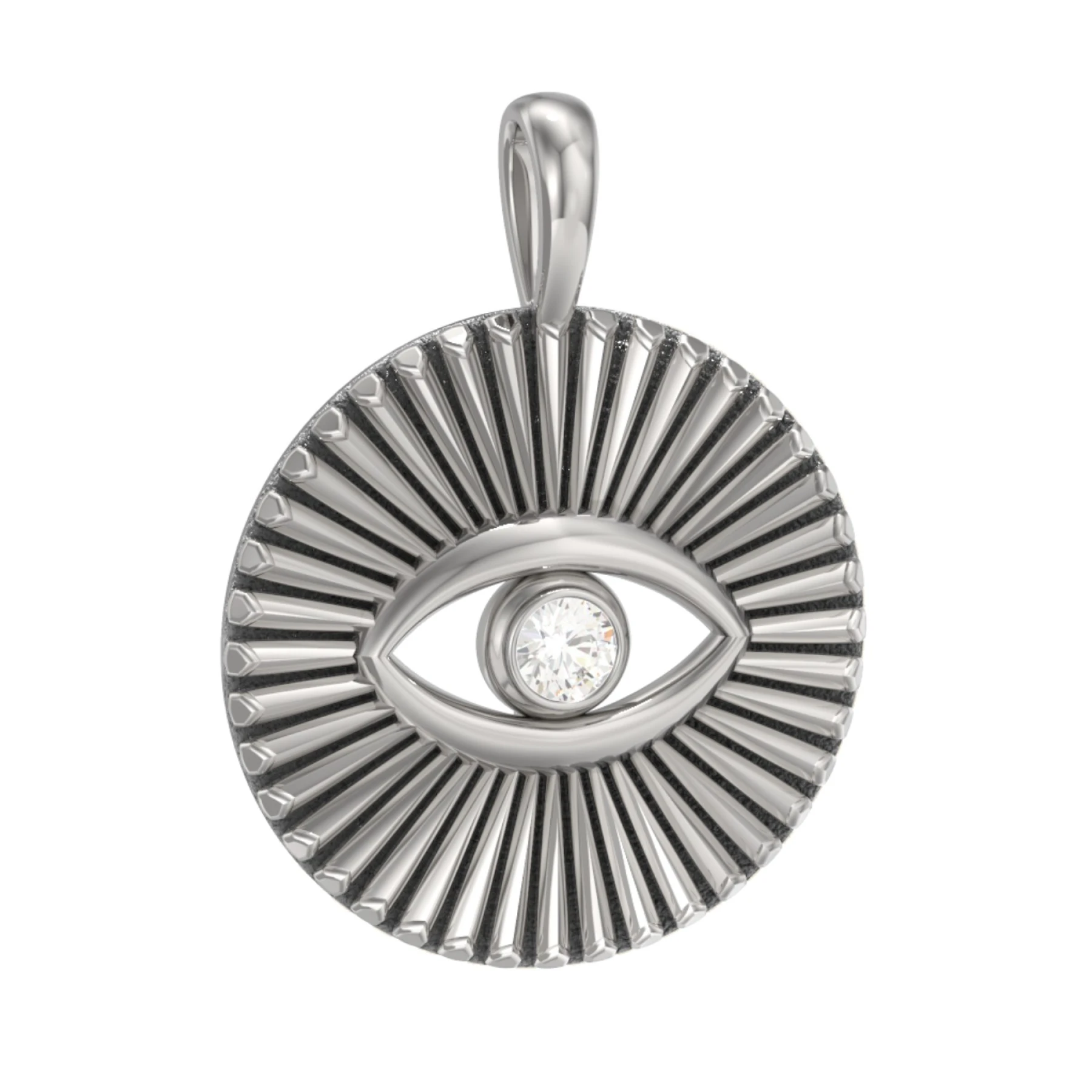 Men's Evil Eye Disc Pendant with Gemstone - view 1