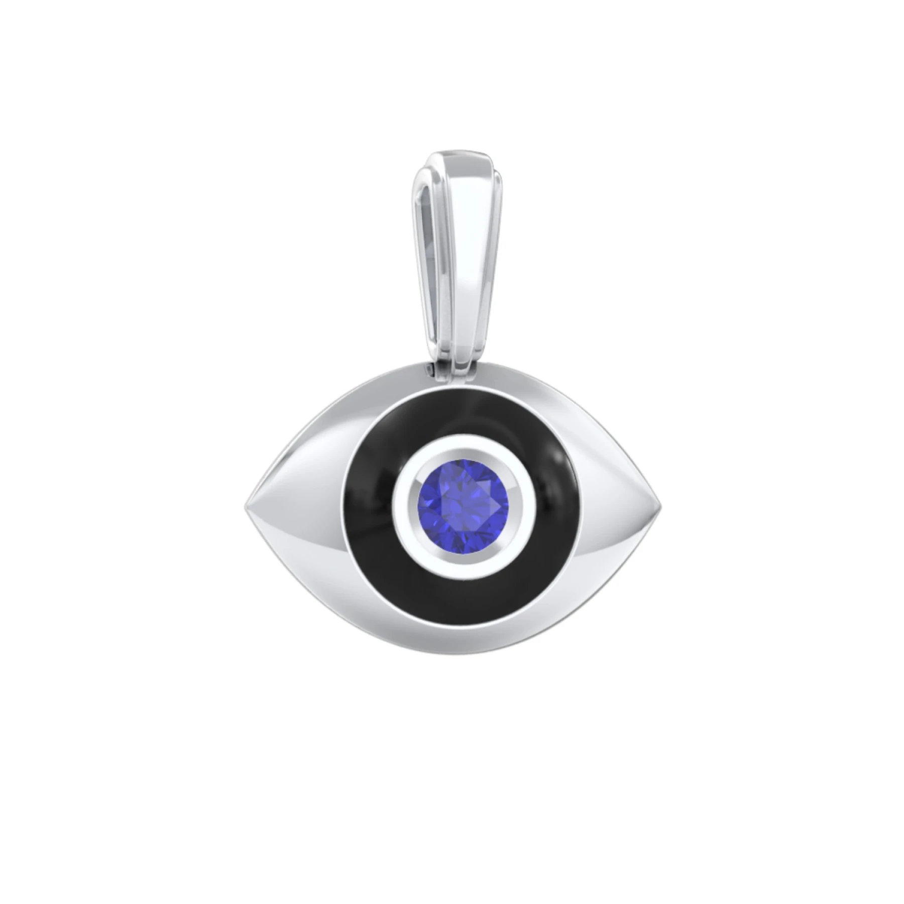 Men's Engravable Evil Eye Gemstone Pendant with Cold Enamel