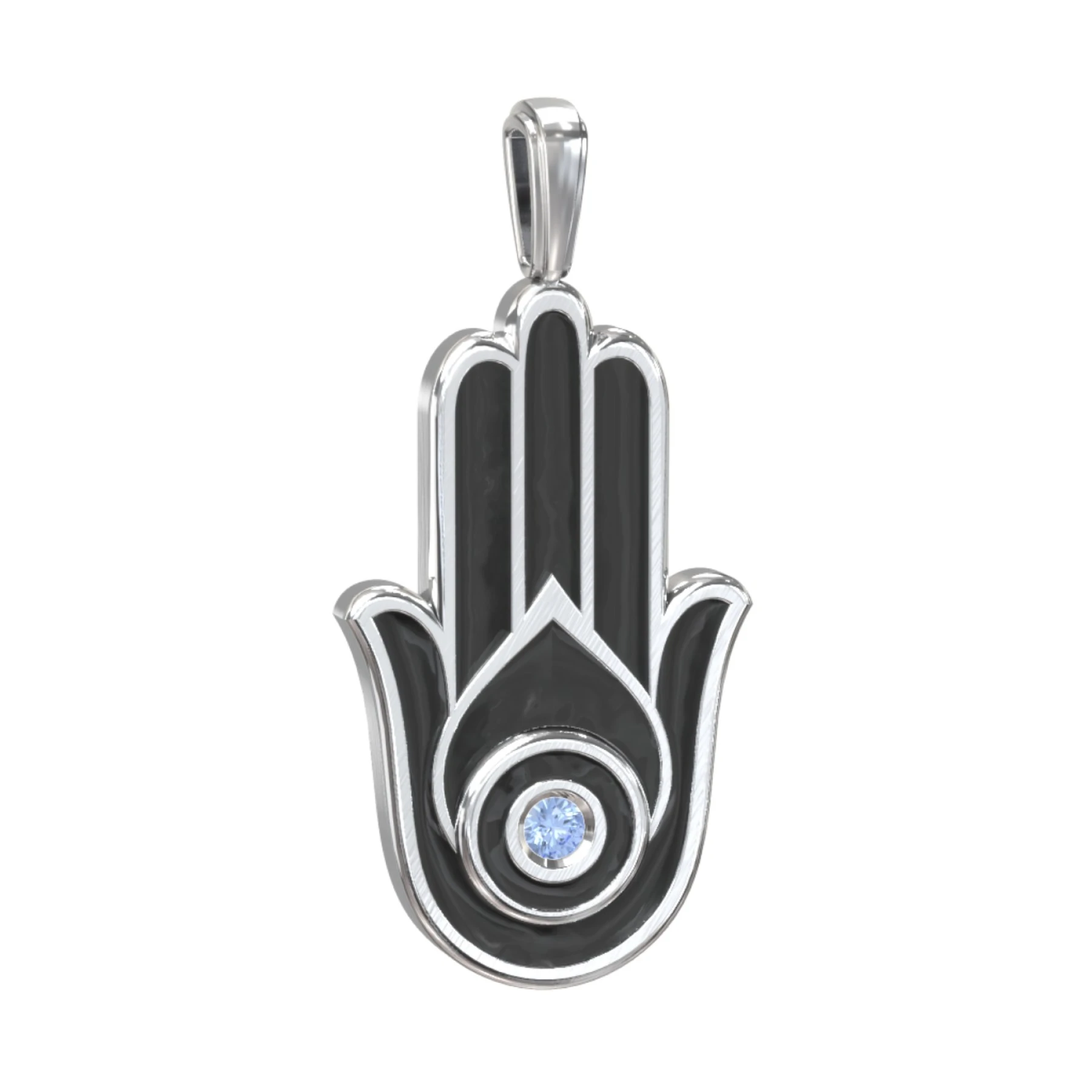 Men's Engravable Hamsa Gemstone Pendant with Cold Enamel