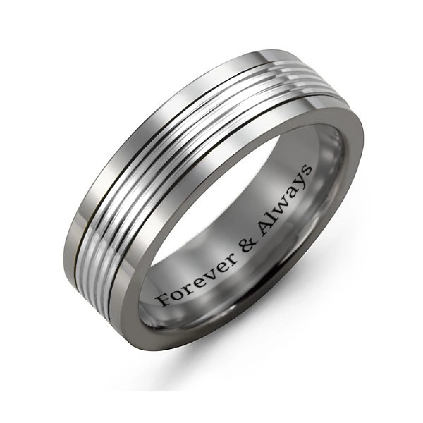 Men's Tungsten Ring with Multistripe Inlay - view 1