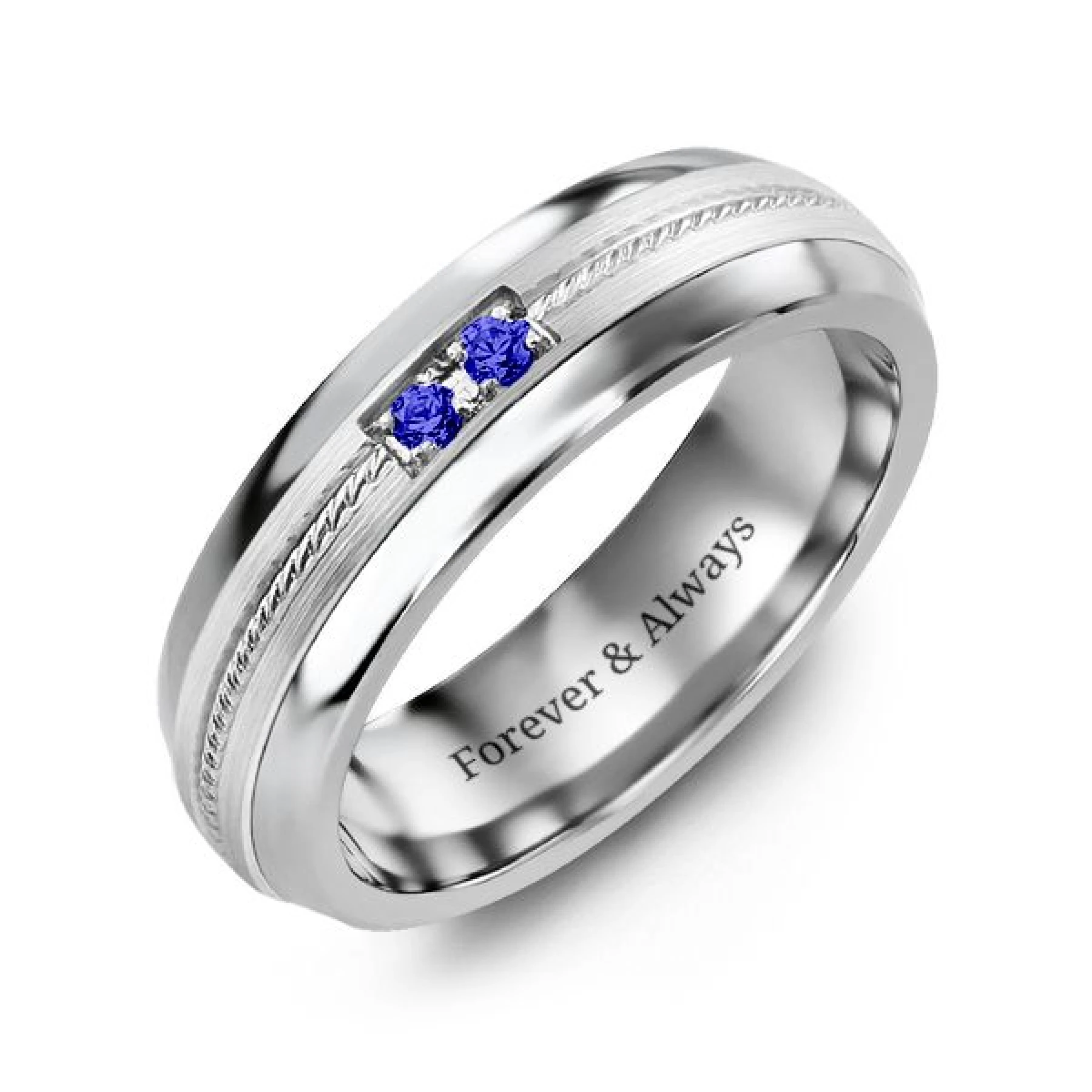 Men's Two Stone Ring with Rope Detail Inlay