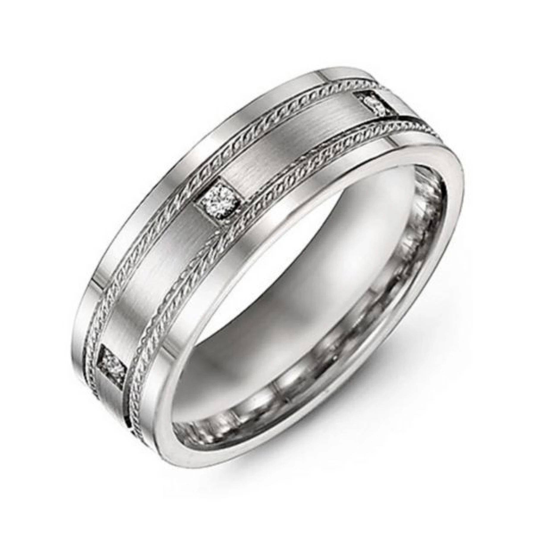Men's Rope Ring with Gemstone Accents - view 1