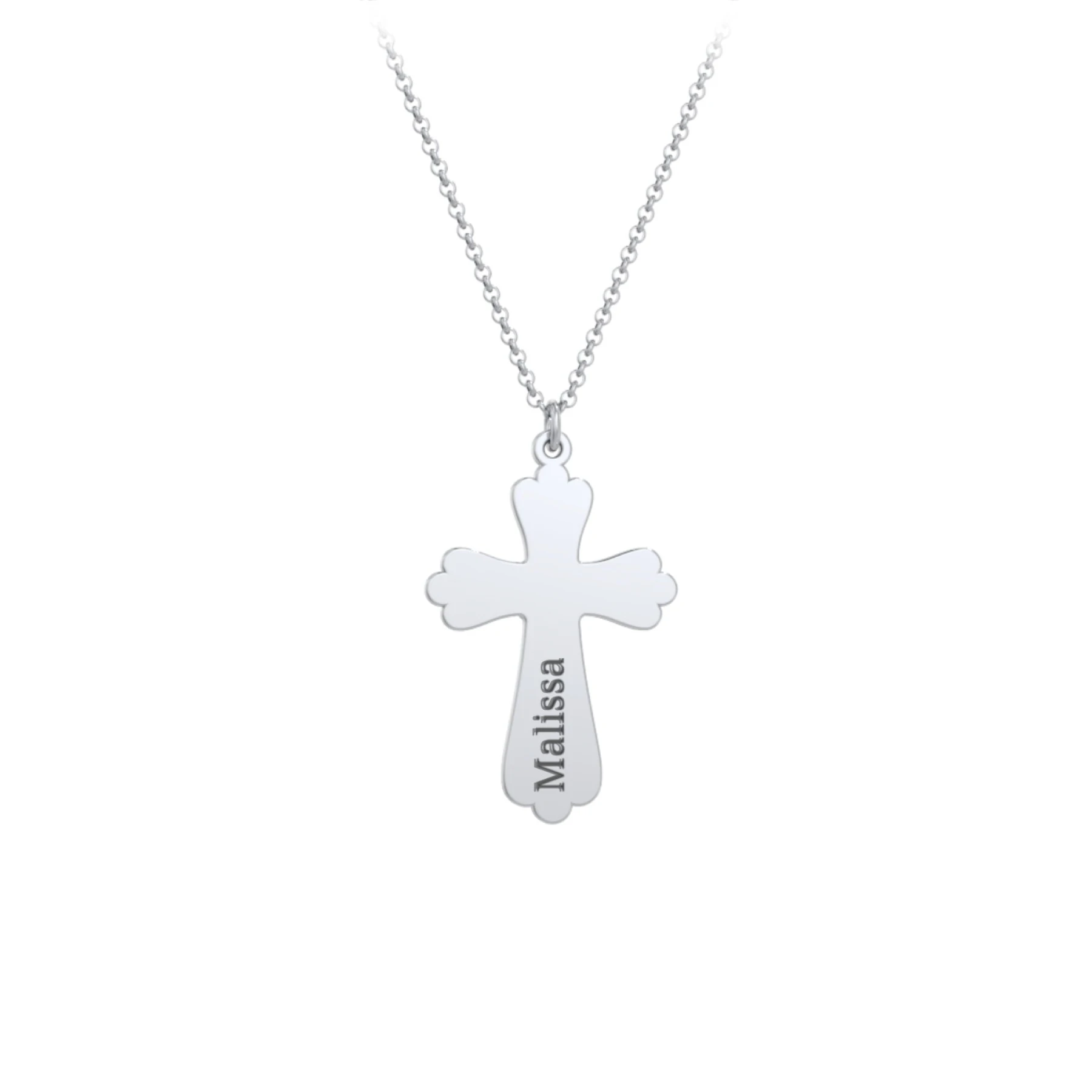 Kids Engravable Trefoil Cross Charm Necklace - view 1