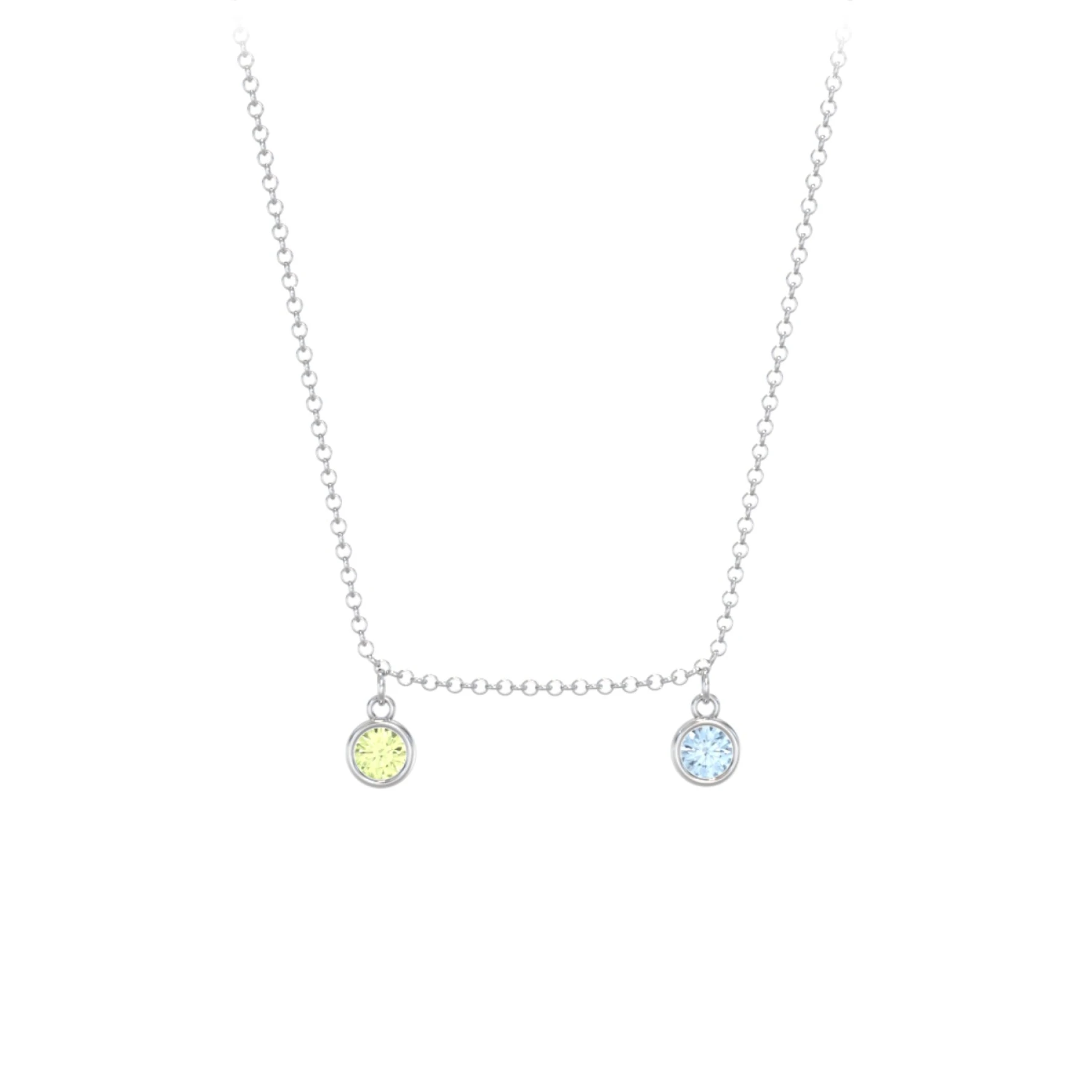 Kids Birthstone Charm Necklace with 2 Stones - view 1