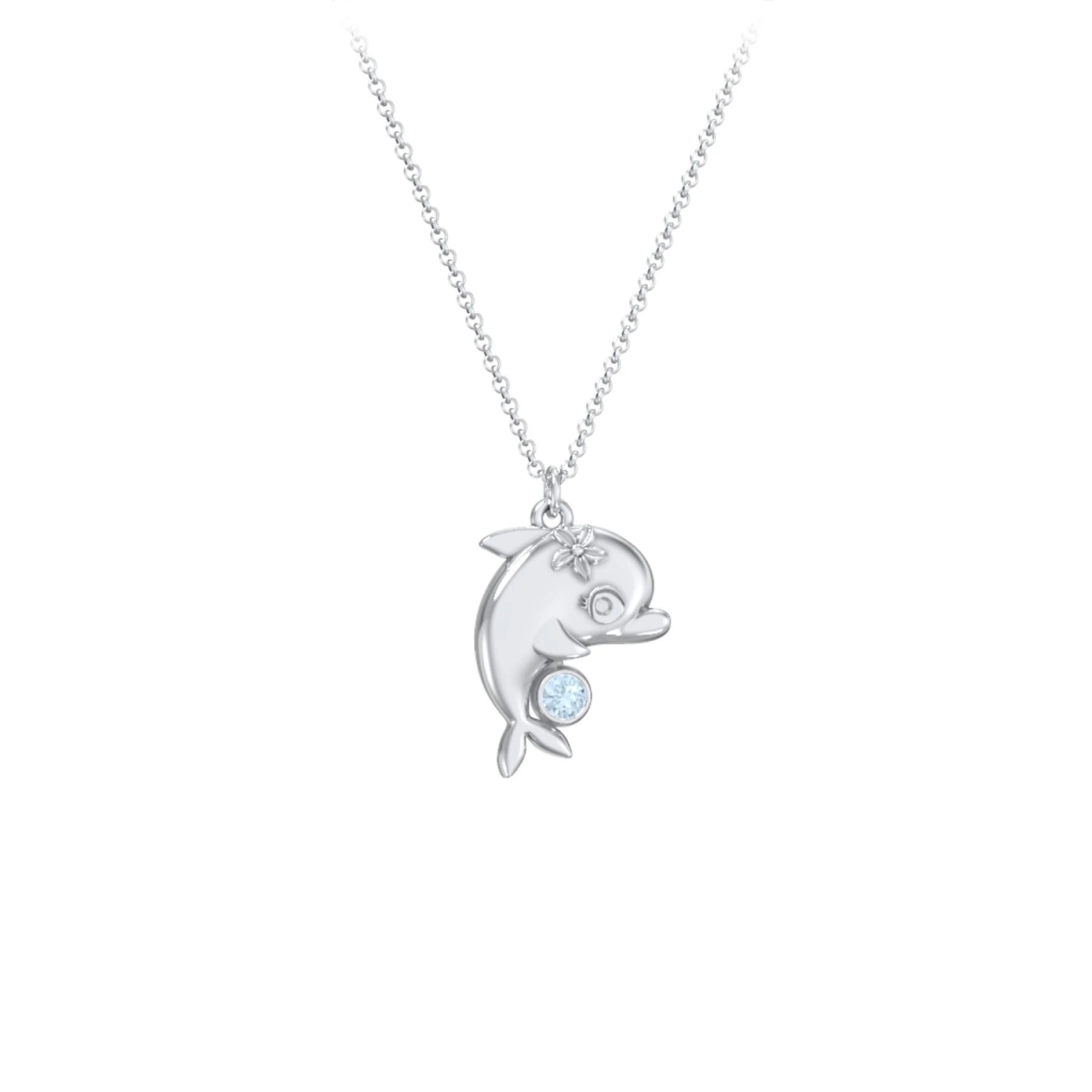 Kids Dolphin Birthstone Critter Necklace - view 1