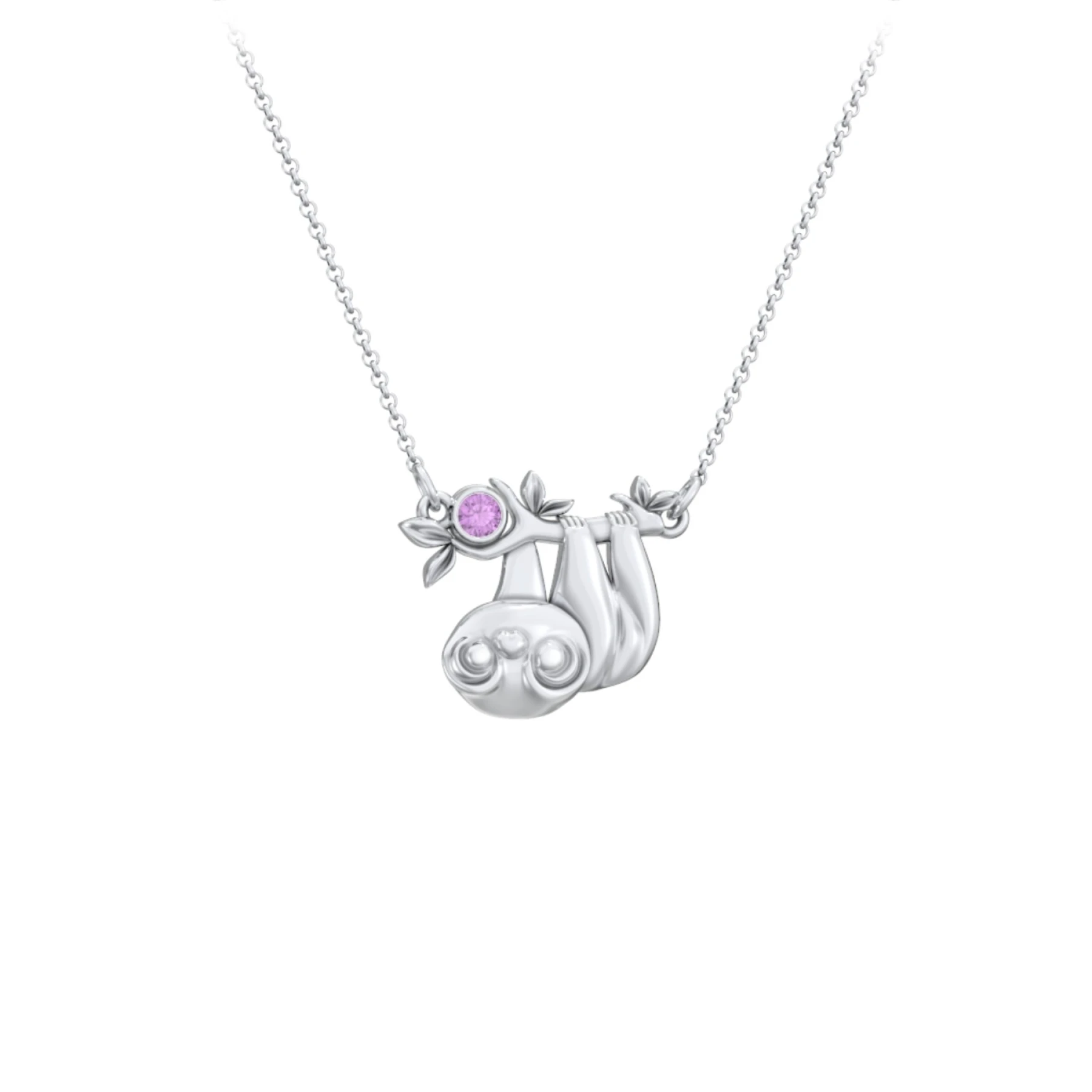 Kids Sloth Birthstone Critter Necklace - view 1