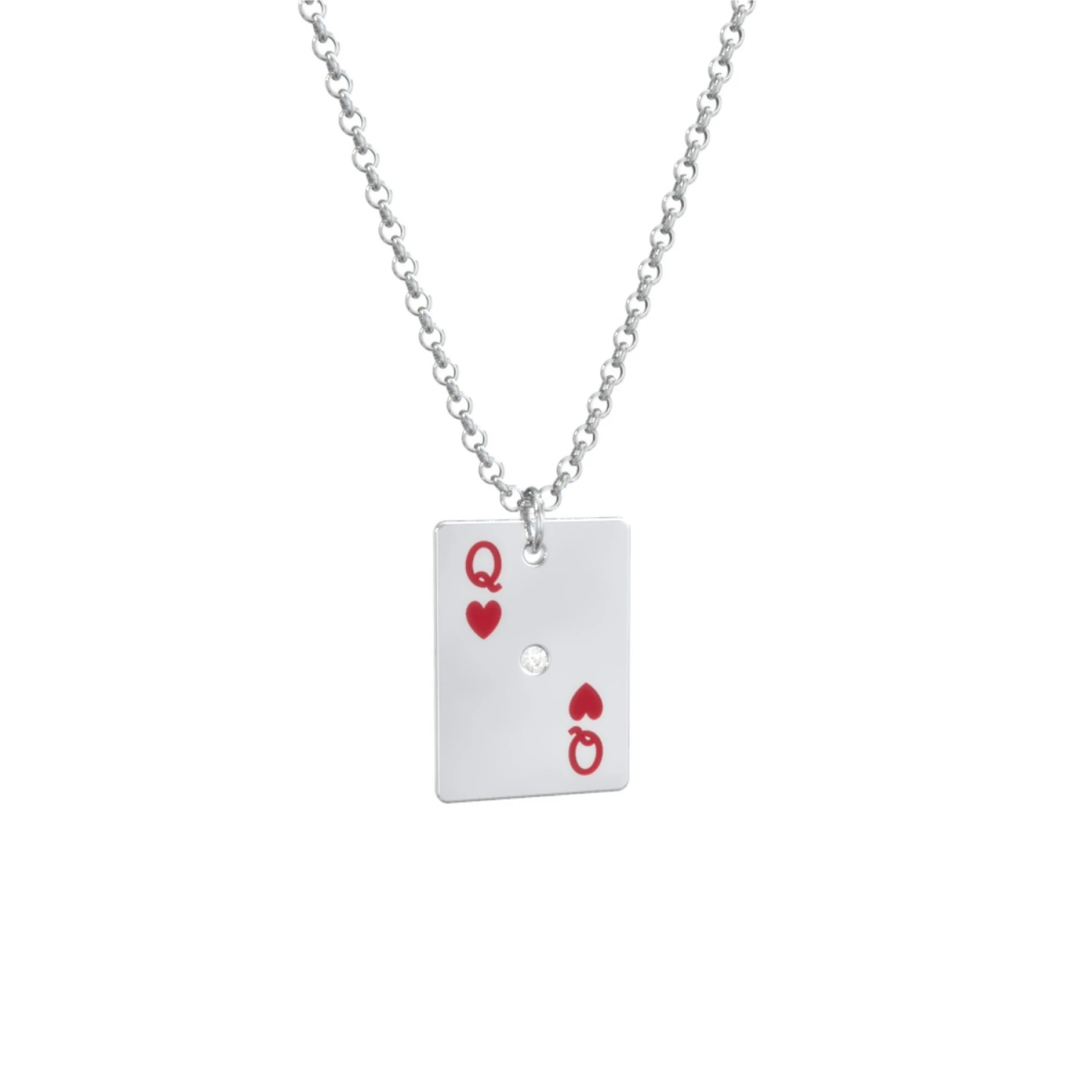 Queen of Hearts Playing Card Charm Necklace