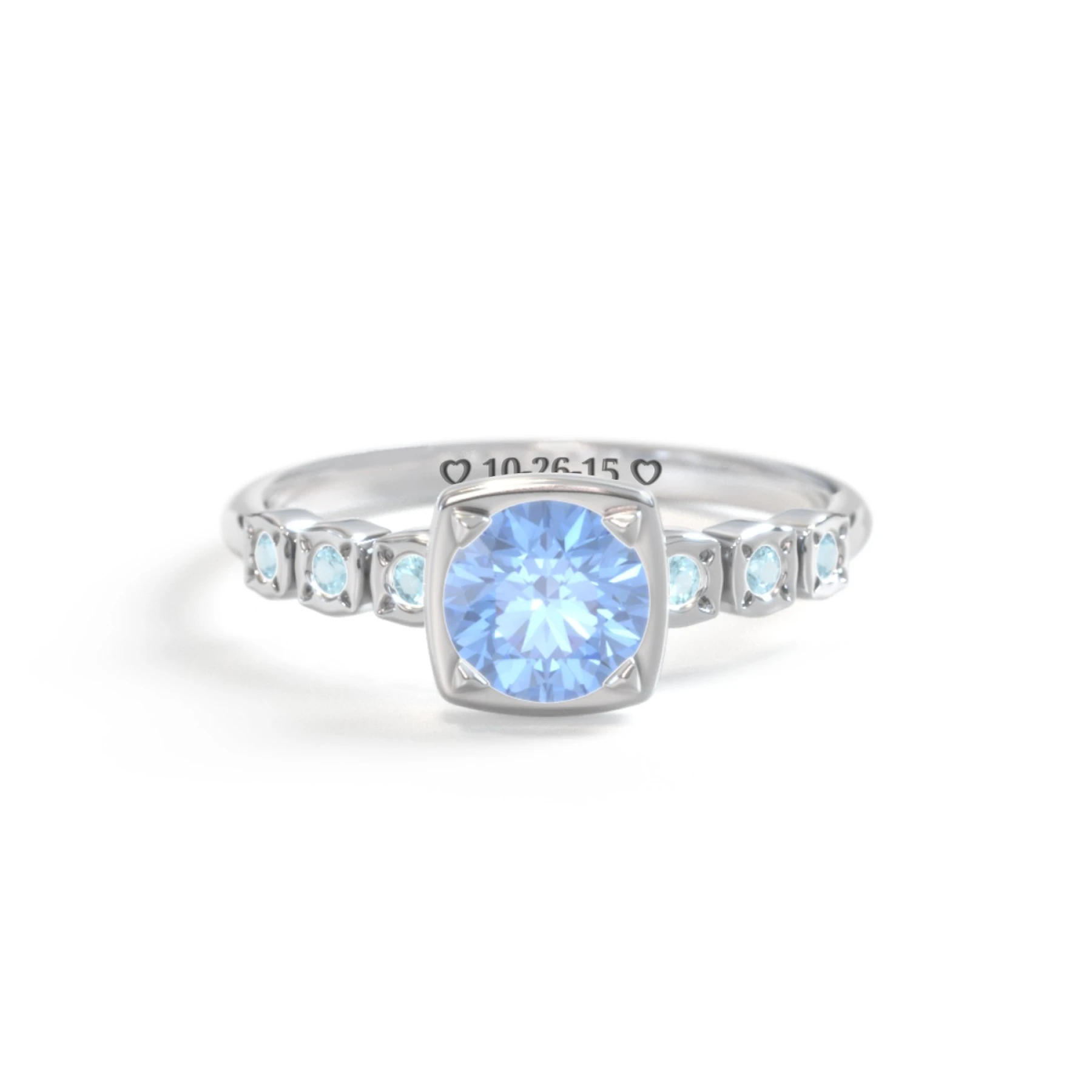 Round Gemstone Cube Ring with Star Set Accents - view 1