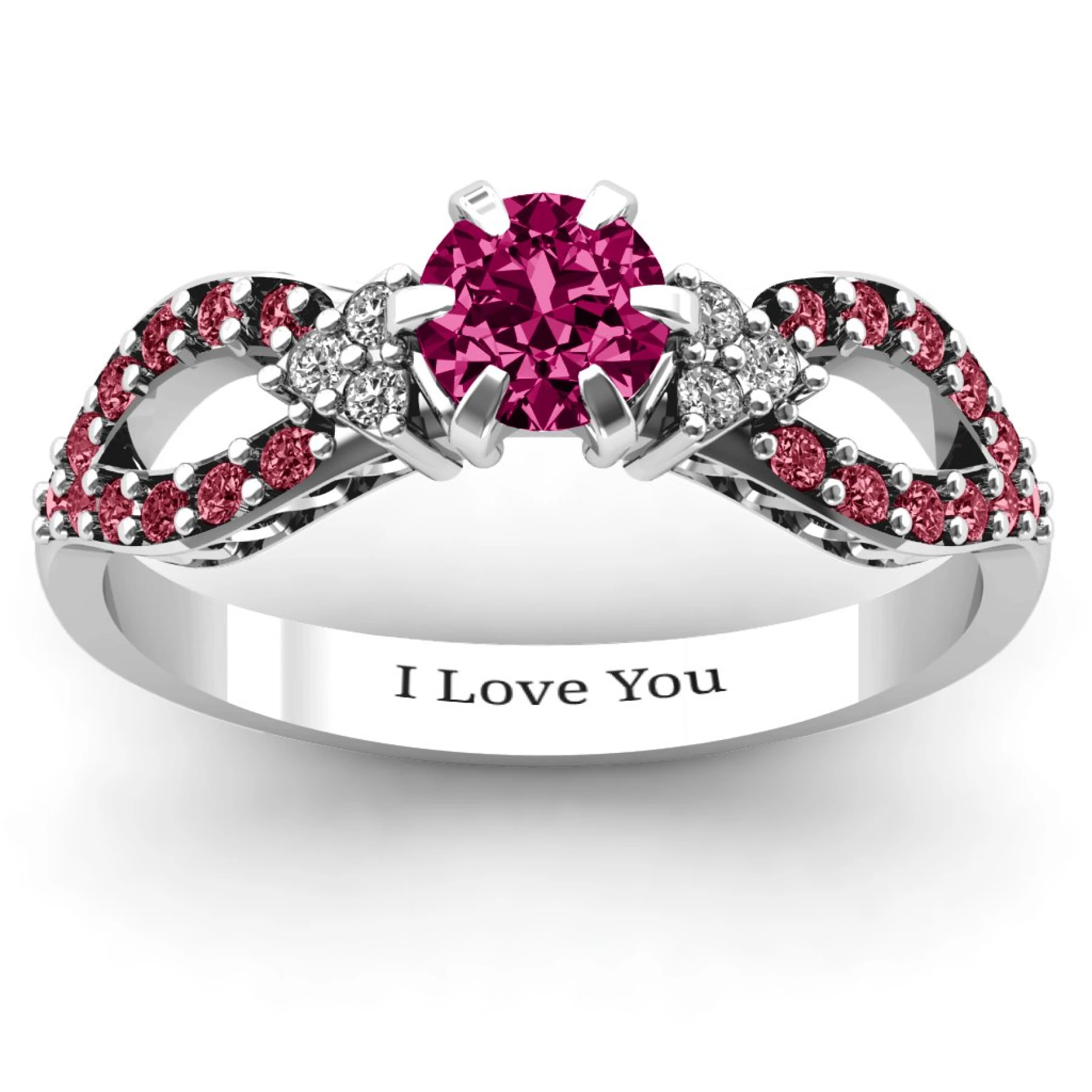 Fancy Split Shank Solitaire Accent Ring - view 1