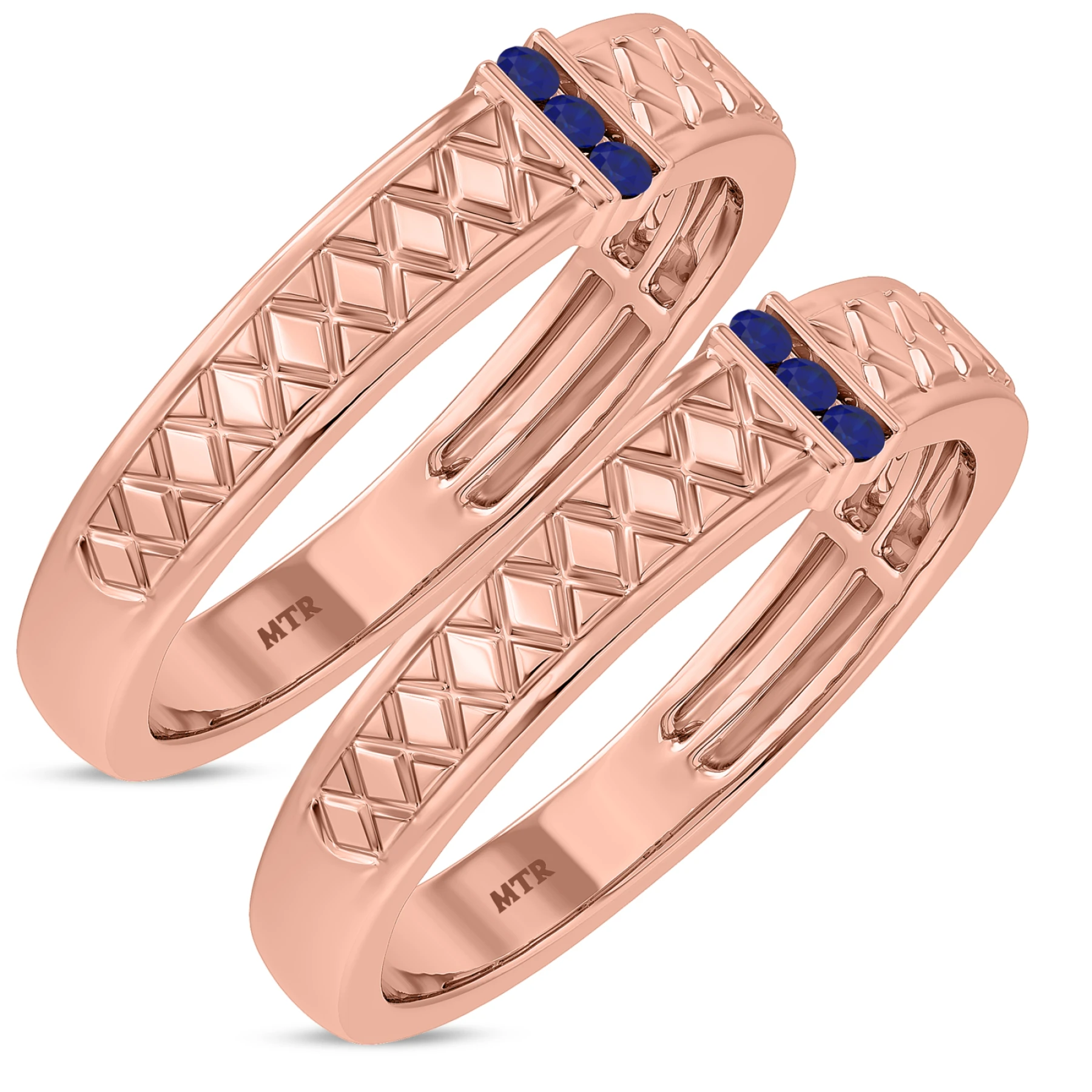 Manuka 1/7 Carat T.W. Sapphire and Diamond Matching Wedding Band Set - view 1
