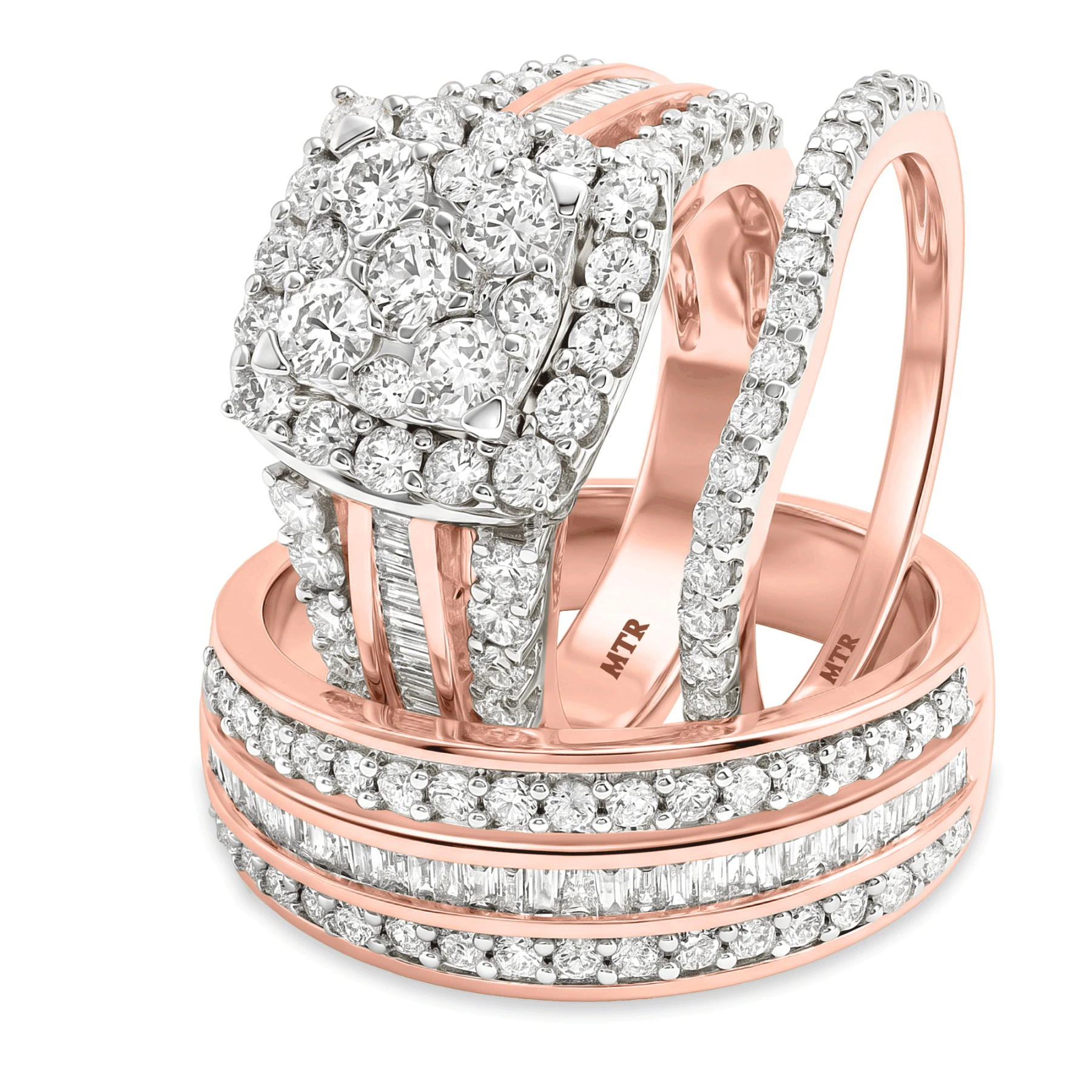 Louise 3 ct tw. Diamond Cushion Cluster Trio Set - view 1