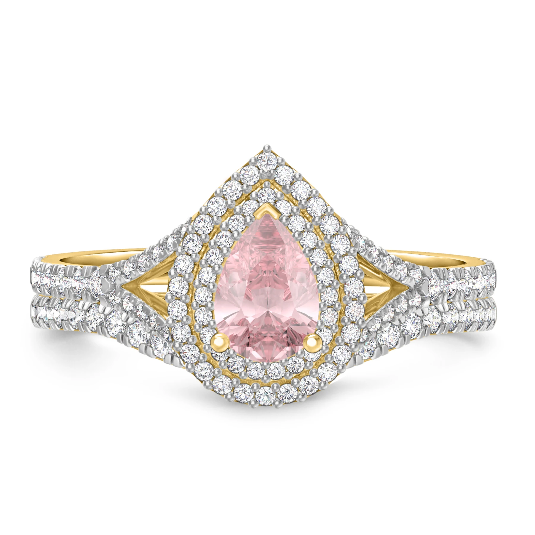 Chiffon 1 7/8 Carat T.W. Morganite and Diamond Matching Bridal Set 14K Yellow