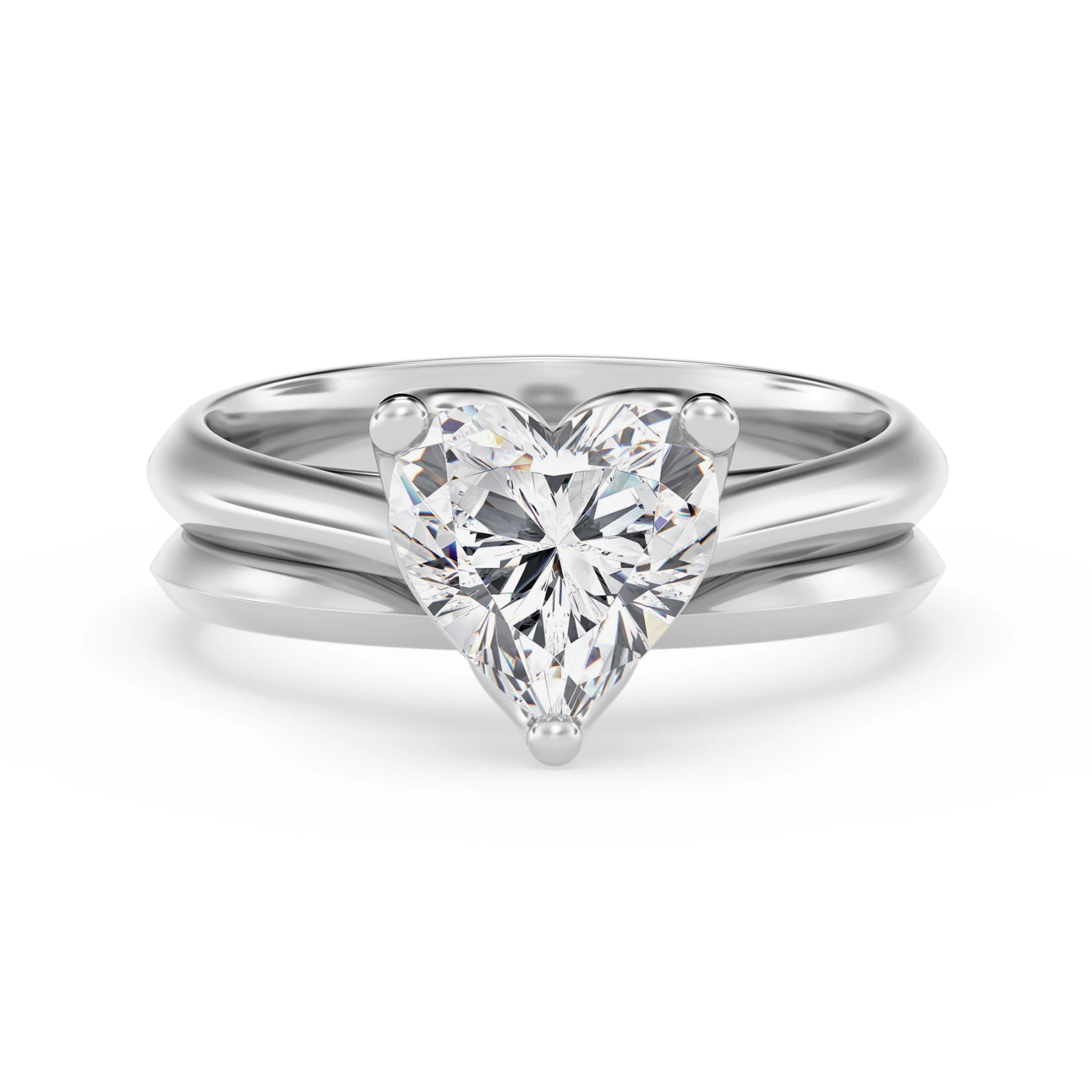 Jena 2 ct tw. Lab Grown Diamond Heart Solitaire Bridal Set Vermeil