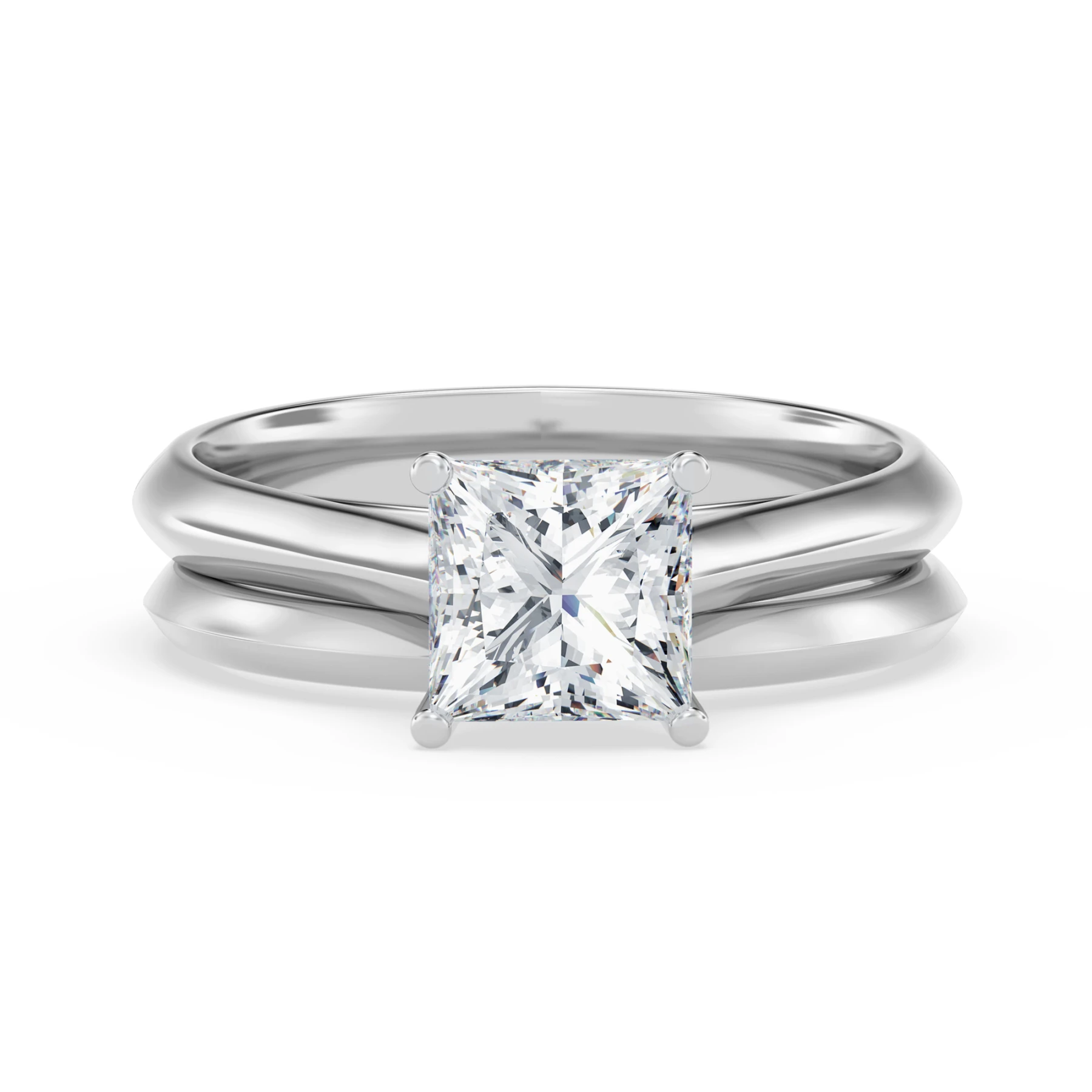 Jena 1 ct tw. Lab Grown Diamond Princess Solitaire Bridal Set Vermeil